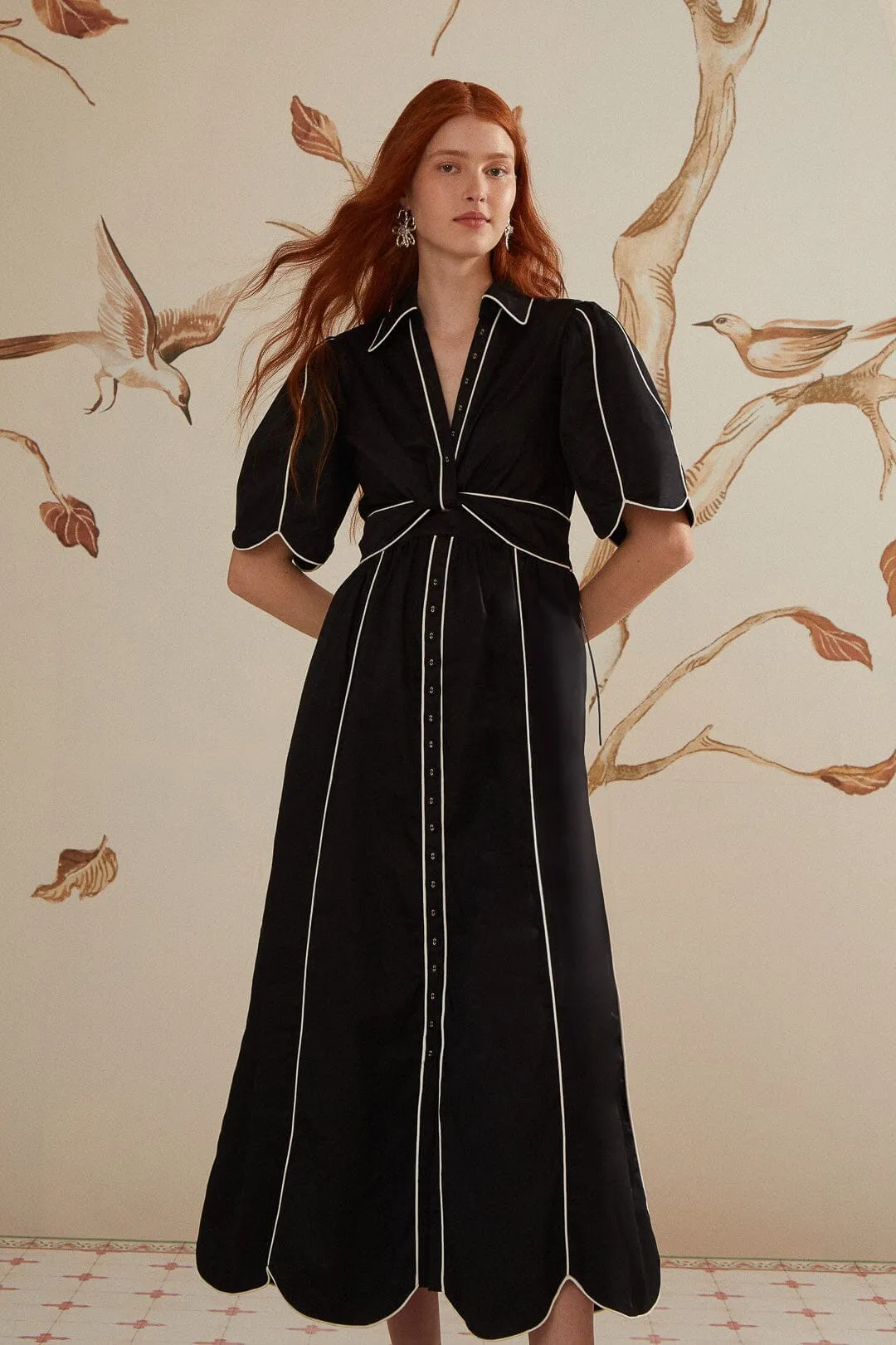 Black And White Short Sleeve Midi Dress Easy Fashion Field Glow