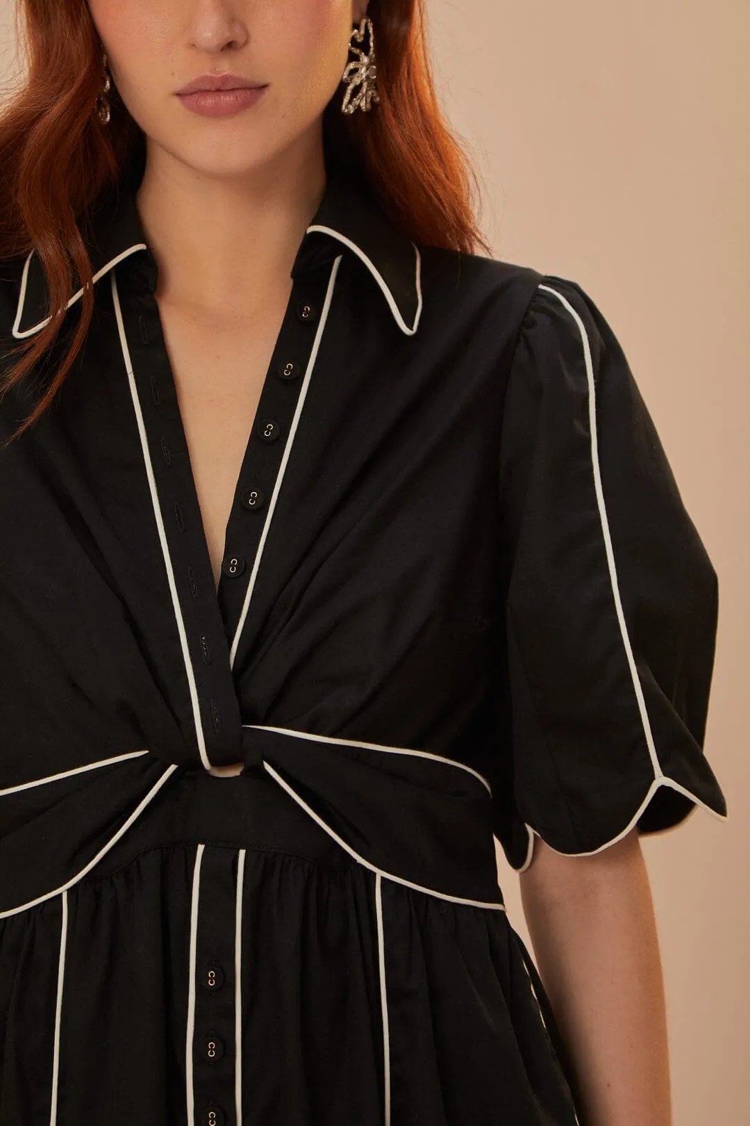 Black And White Short Sleeve Midi Dress Flattering midi silhouette Moon View