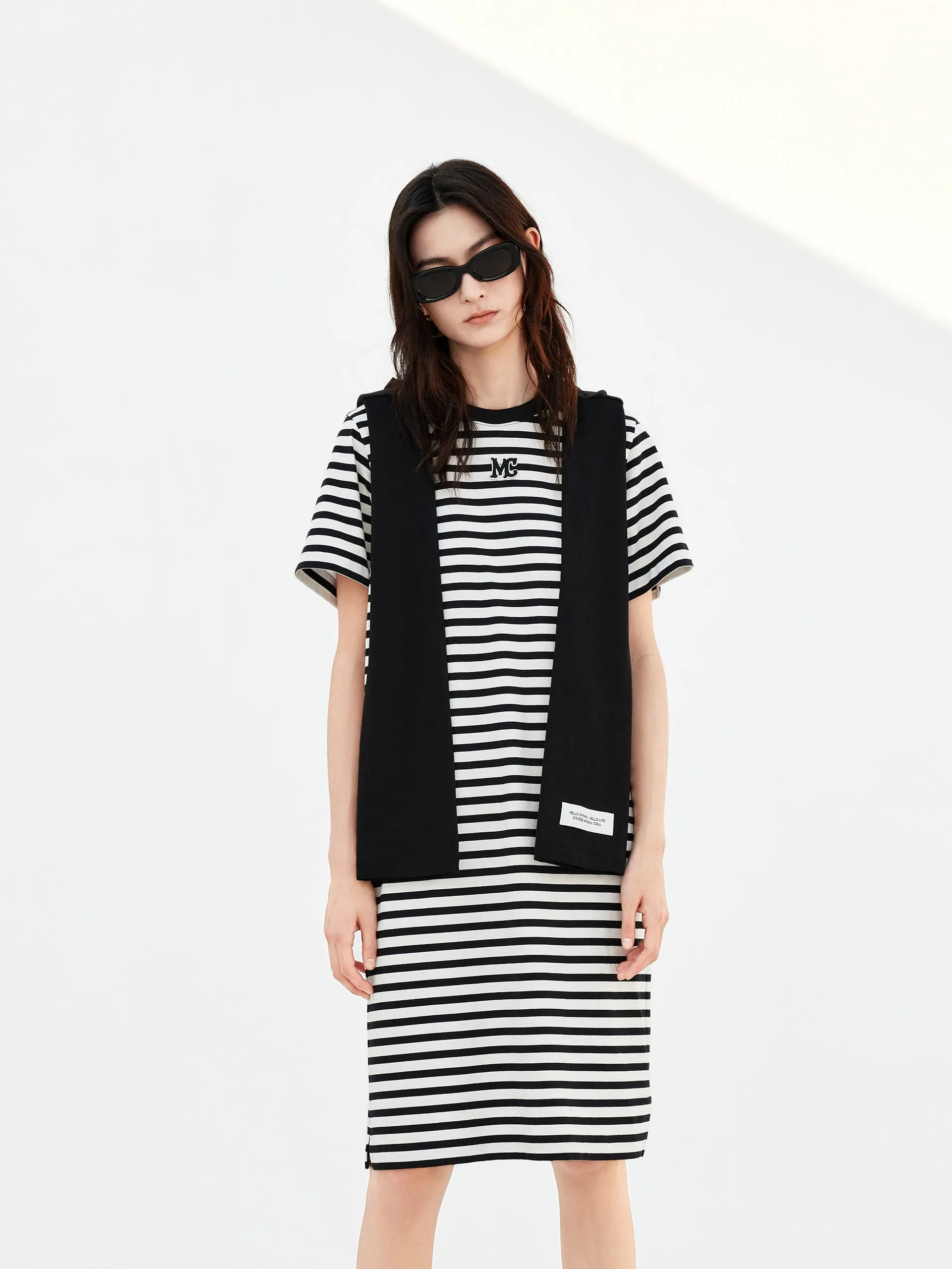 Striped Mini Dress with Scarf Travel Ready Go Light