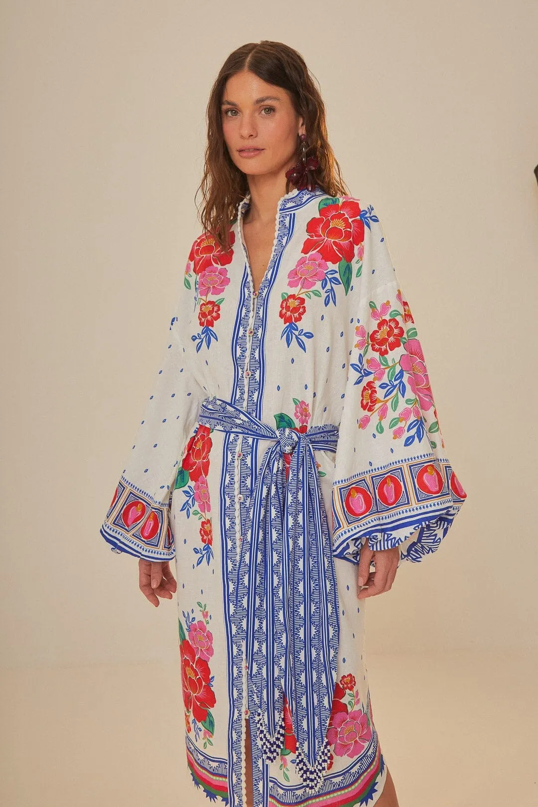 Off-White Flowers Beach Midi Dress Space Glow casual outing