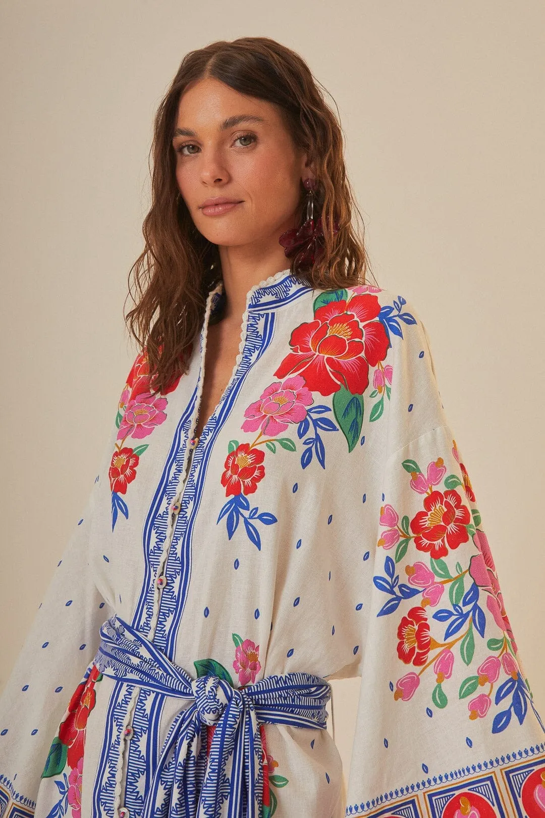 Off-White Flowers Beach Midi Dress City Prep Easy Fashion