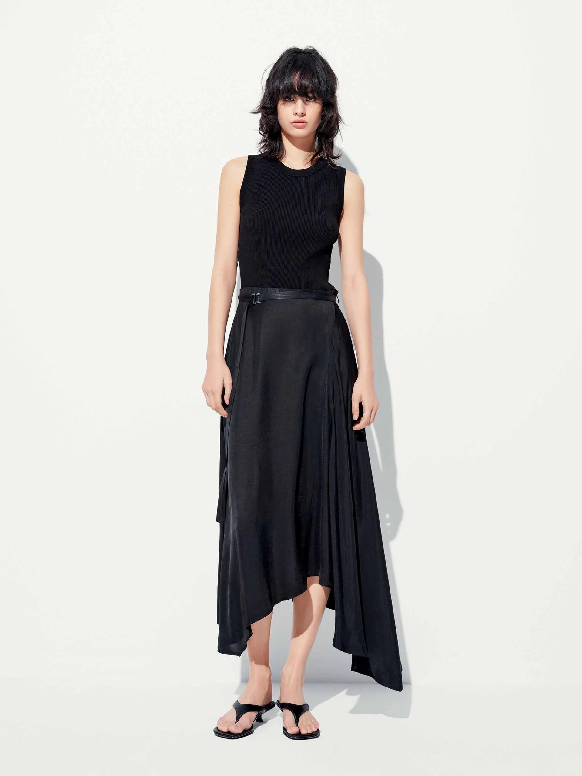 Chic Silhouette Paneled Asymmetrical Midi Dress