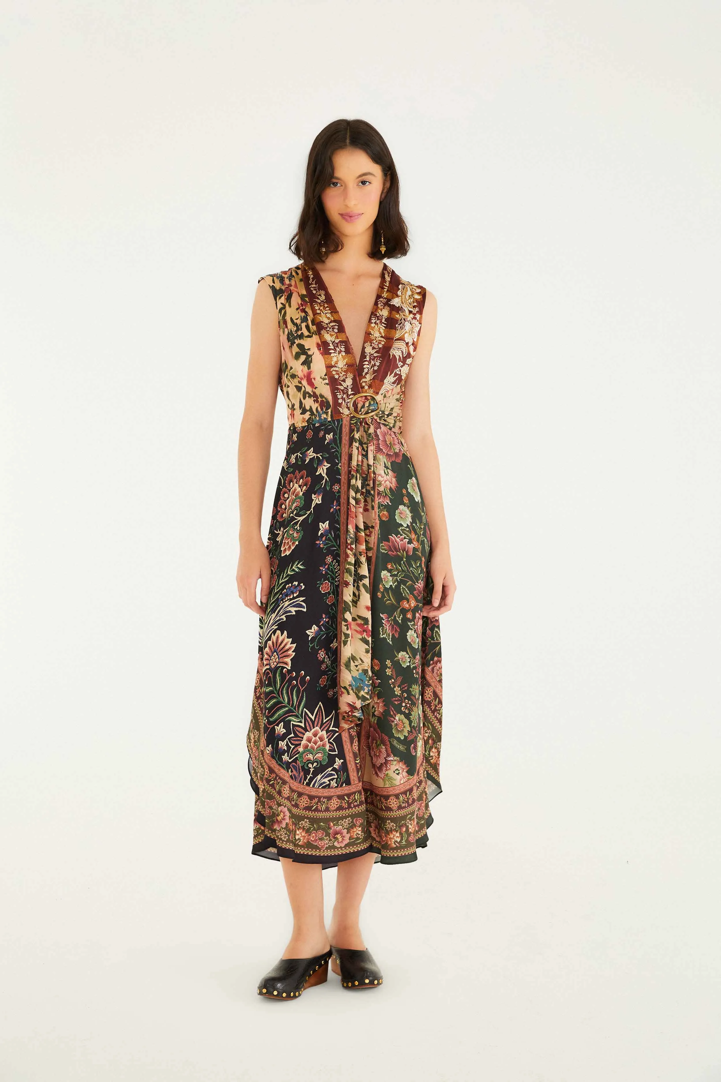 Mixed Winter Garden Lenzing? Ecovero? Viscose Sleeveless Maxi Dress Boat Neck Cap Sleeve