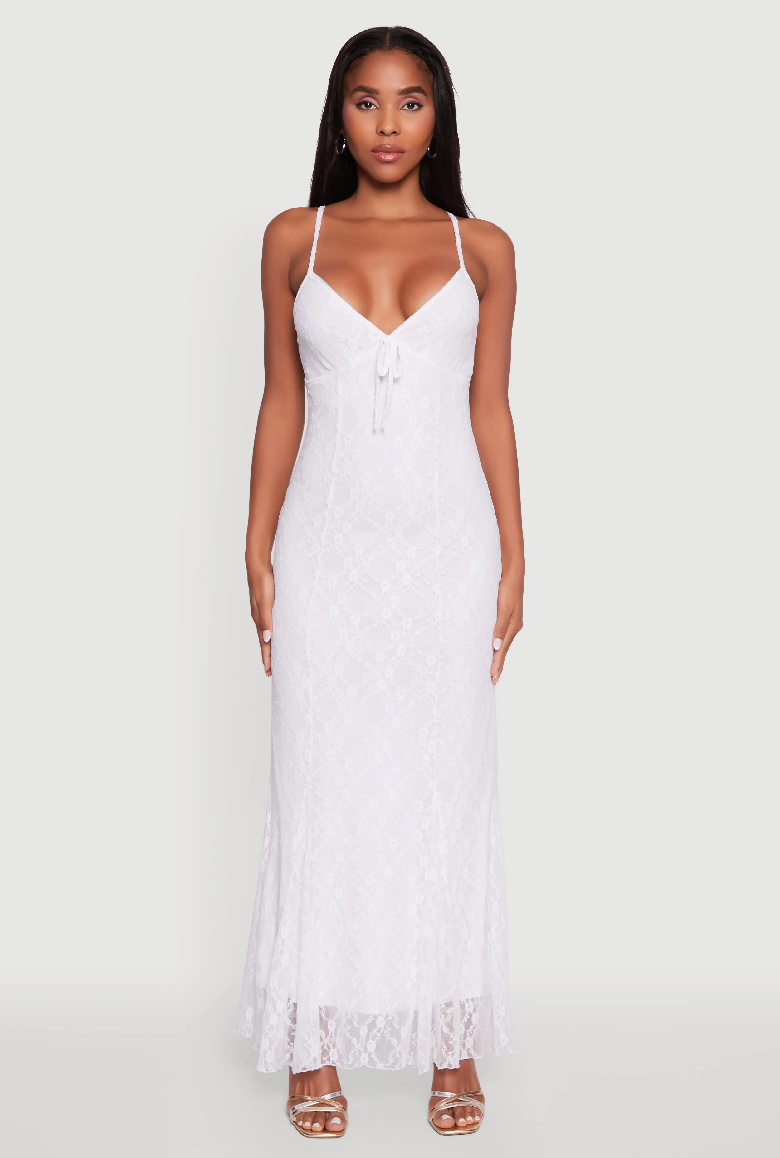 Floral Lace Overlay Mermaid Maxi Dress Water Glow Bridge Walk