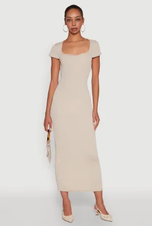 Trendy Textured Knit Tie Back Cut Out Maxi Dress Opal Glow Stylish boho dress