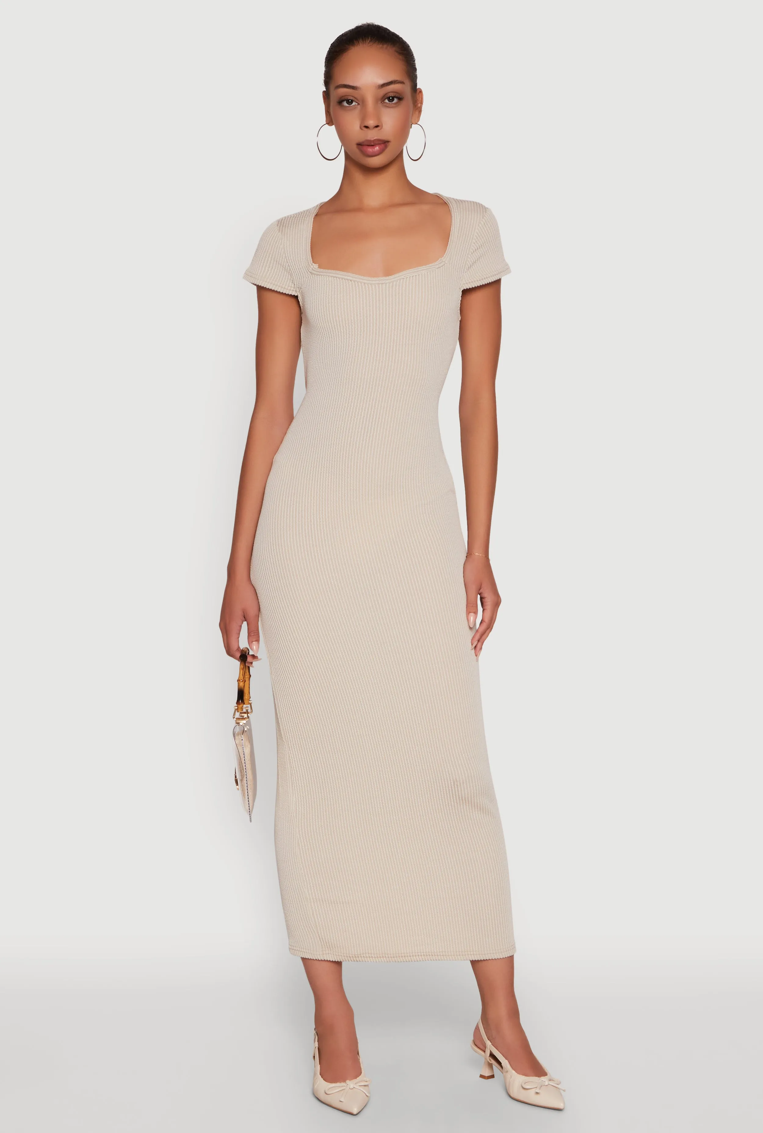 Trendy Textured Knit Tie Back Cut Out Maxi Dress Opal Glow Stylish boho dress