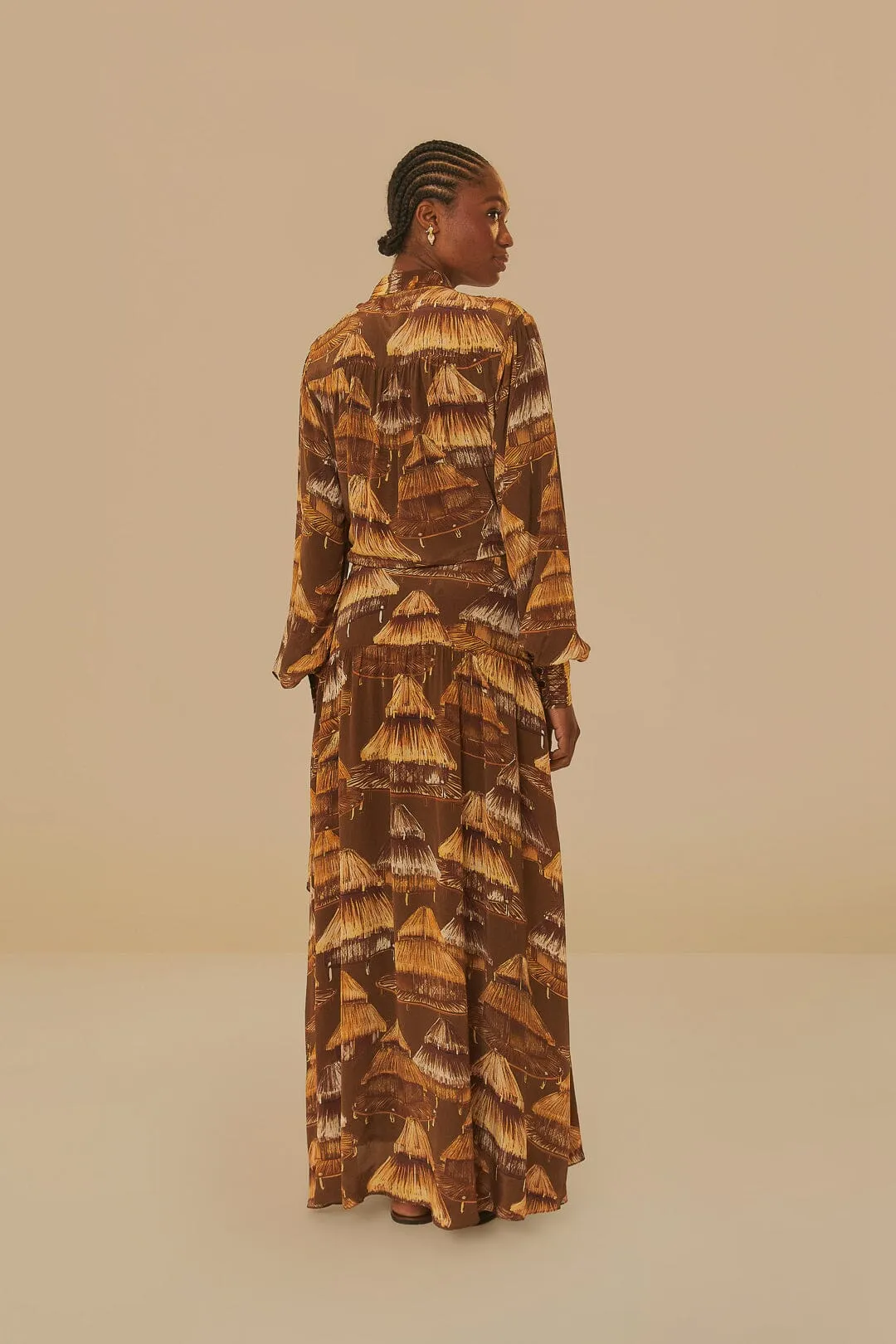 Malocas Beige Long Sleeve Midi Dress Quick Change