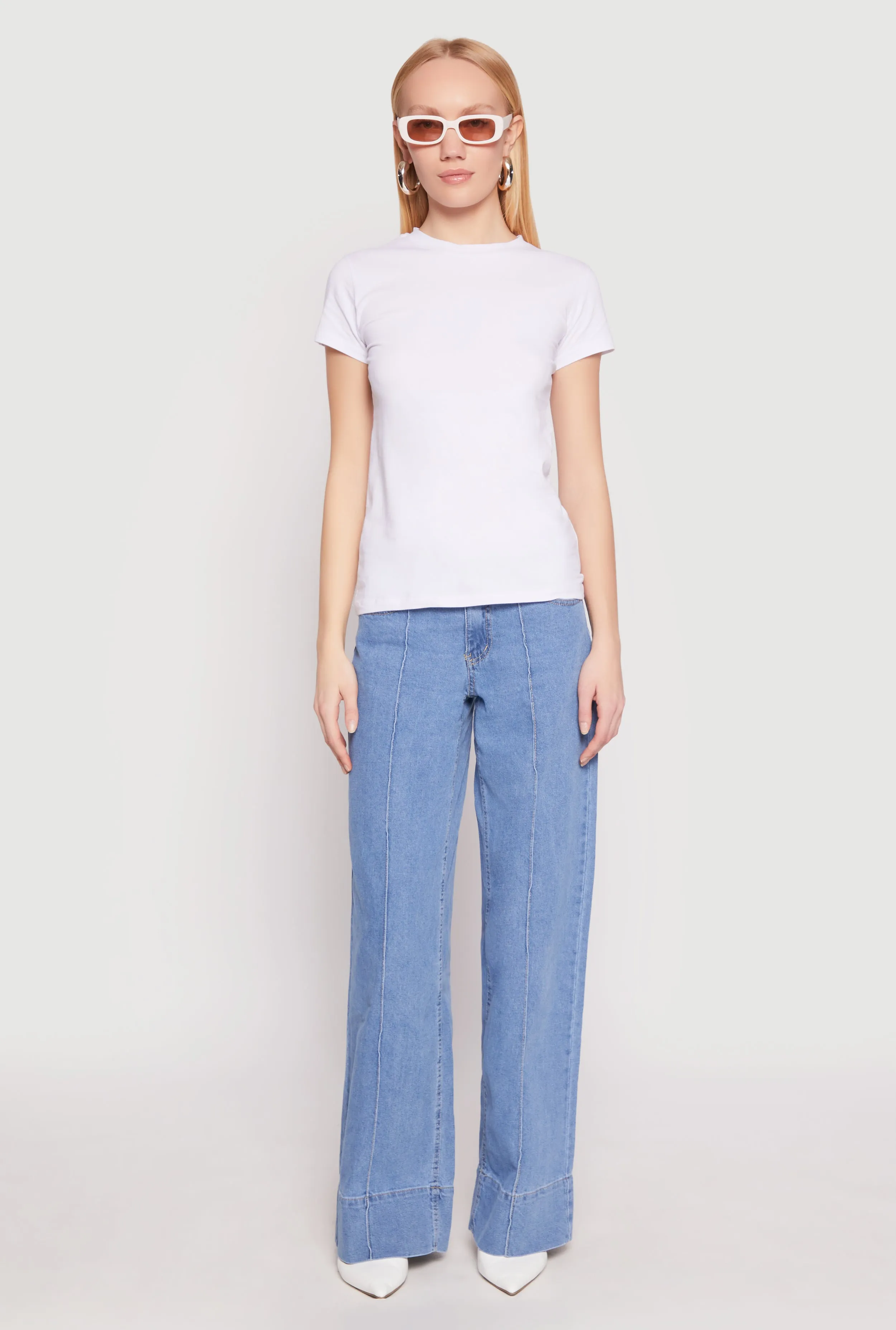 High Neck Short Sleeve Tee Versatile Style Light Layer