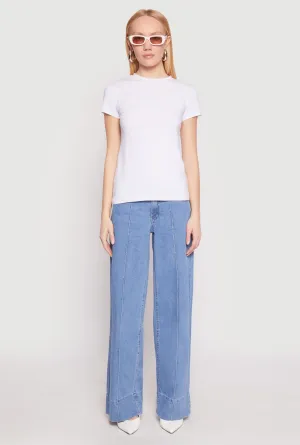 Light Style Trend High Neck Short Sleeve Tee