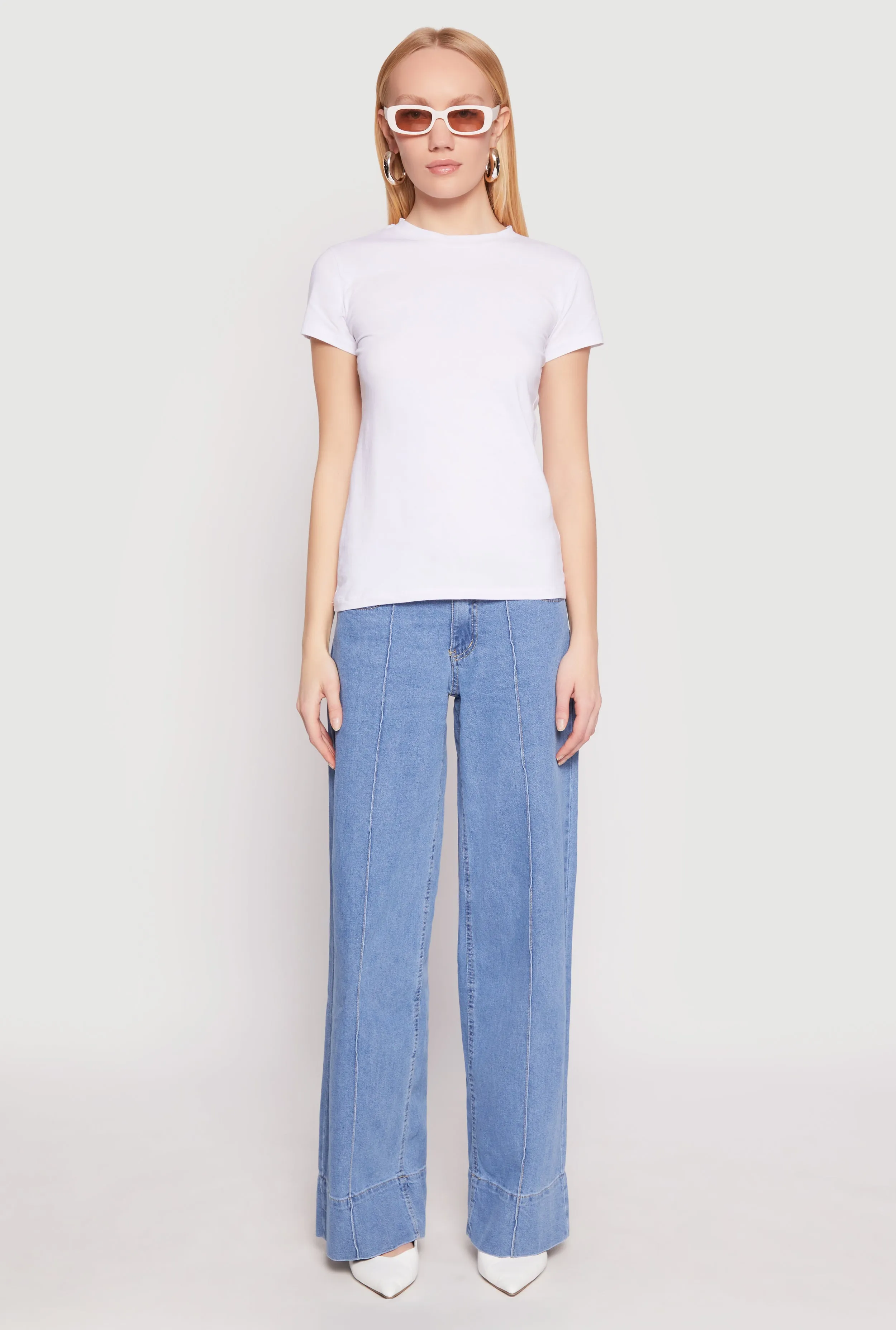 Light Style Trend High Neck Short Sleeve Tee