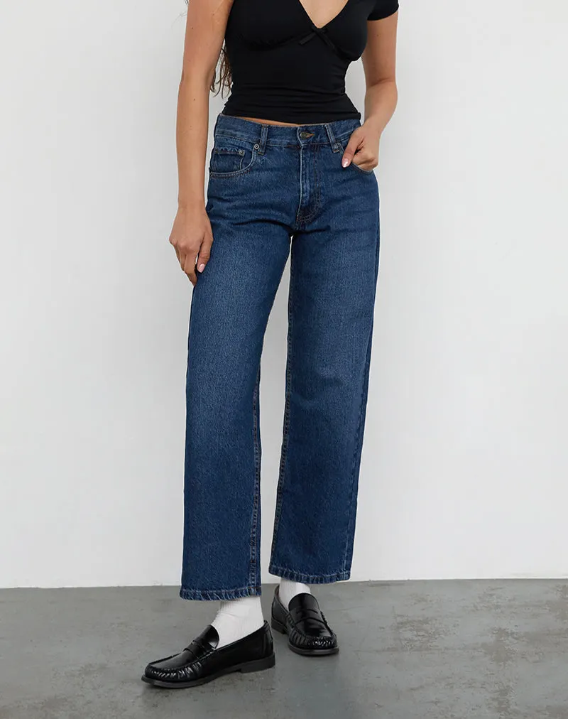 SeamFreeEngineering MoistureWicking Fabric Mid Rise Awkward Parallel Jeans in Mid Blue Used