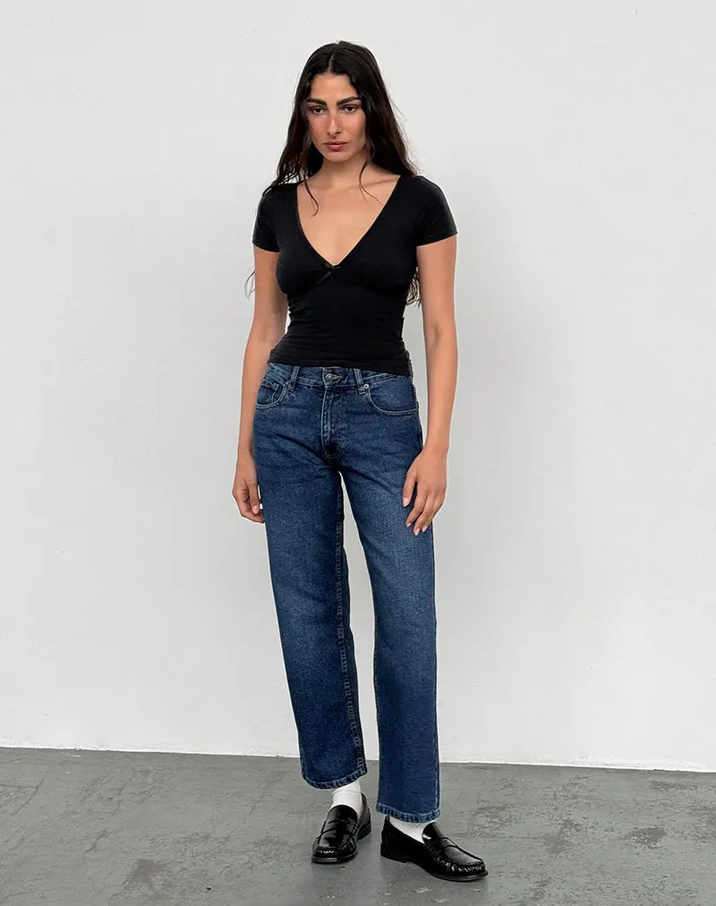 Mid Rise Awkward Parallel Jeans in Mid Blue Used MachineWashable Fabric