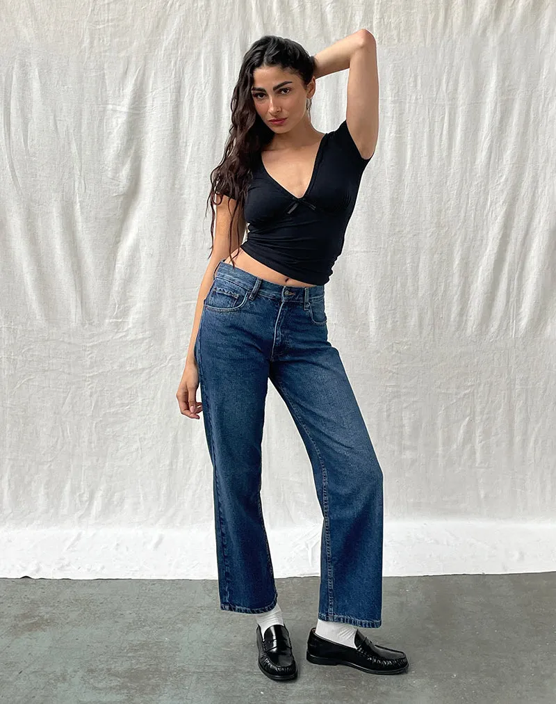 Mid Rise Awkward Parallel Jeans in Mid Blue Used Charm Core