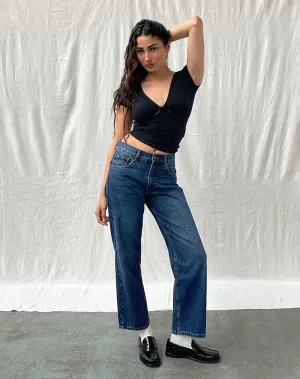 Mid Rise Awkward Parallel Jeans in Mid Blue Used Charm Core