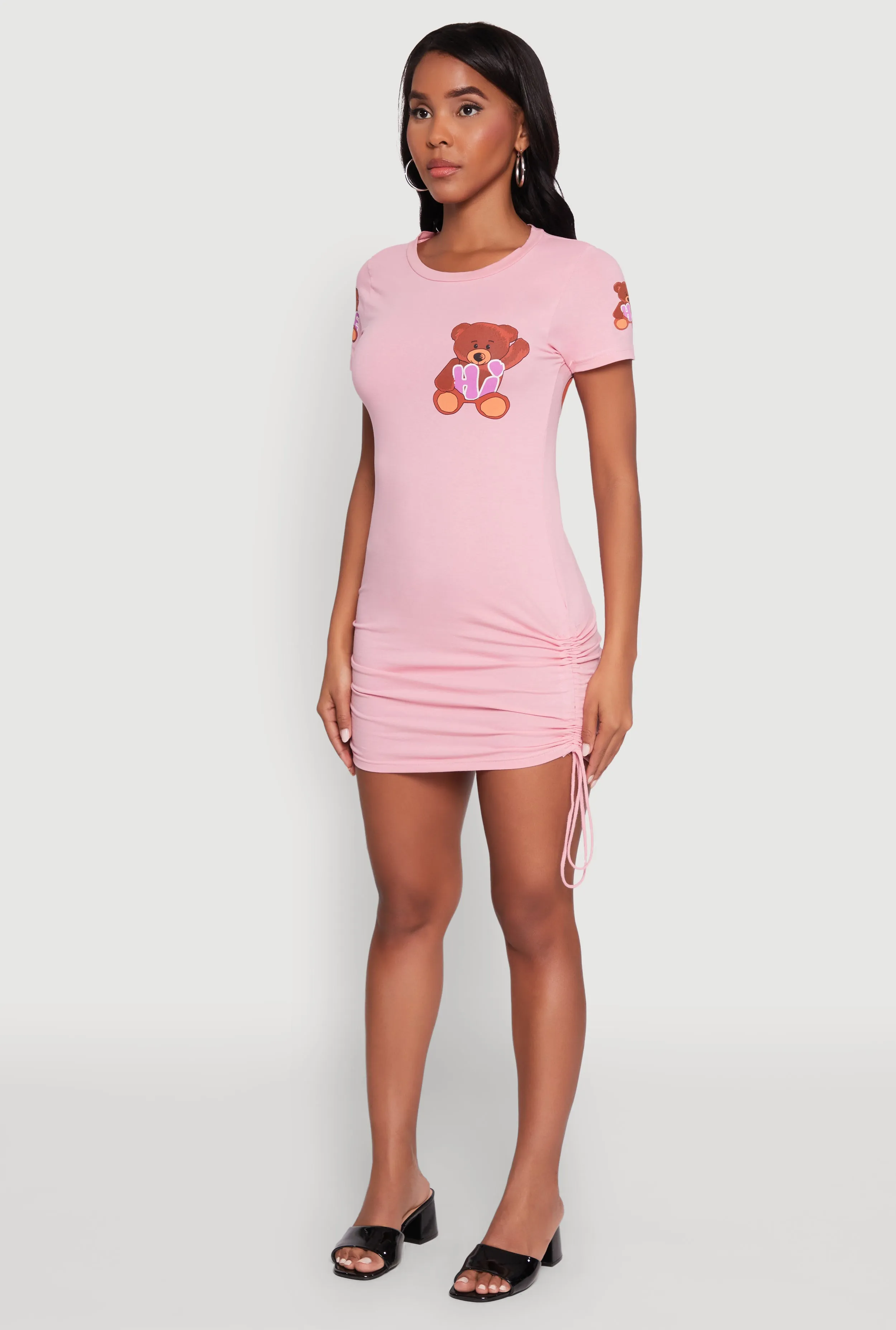 Beat Star Bye Bear Graphic Short Sleeve T Shirt Dress