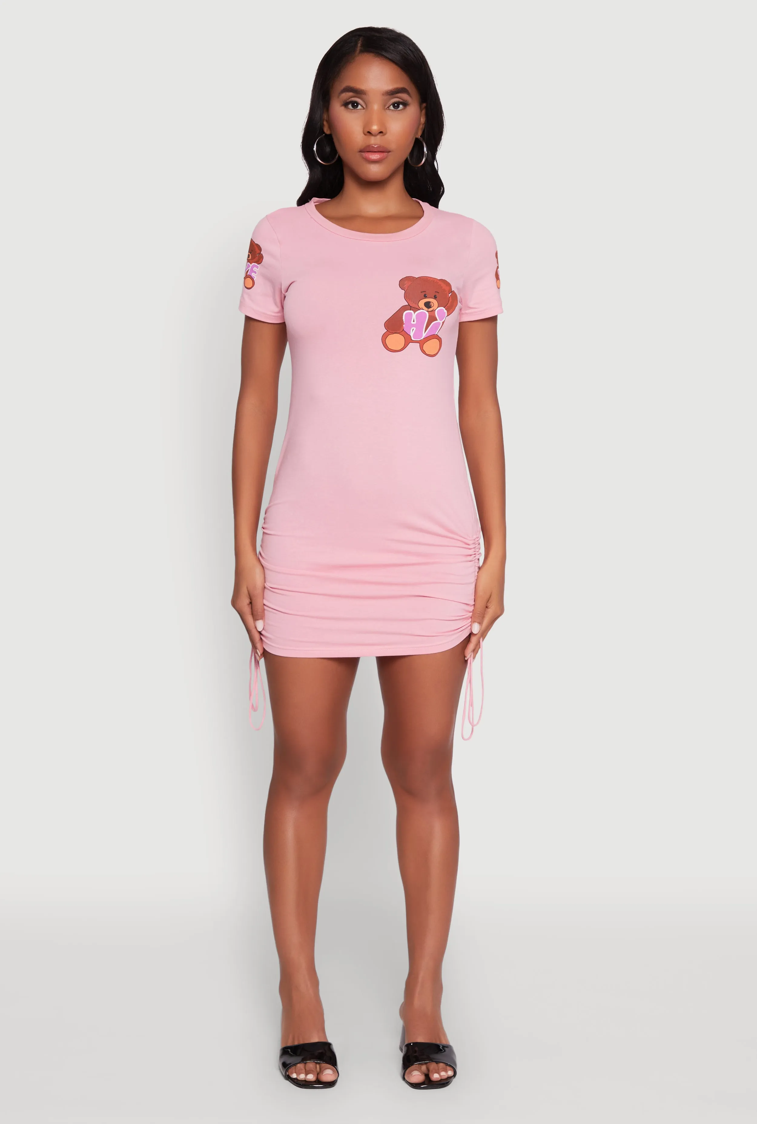 Secure Closure Bye Bear Graphic Short Sleeve T Shirt Dress