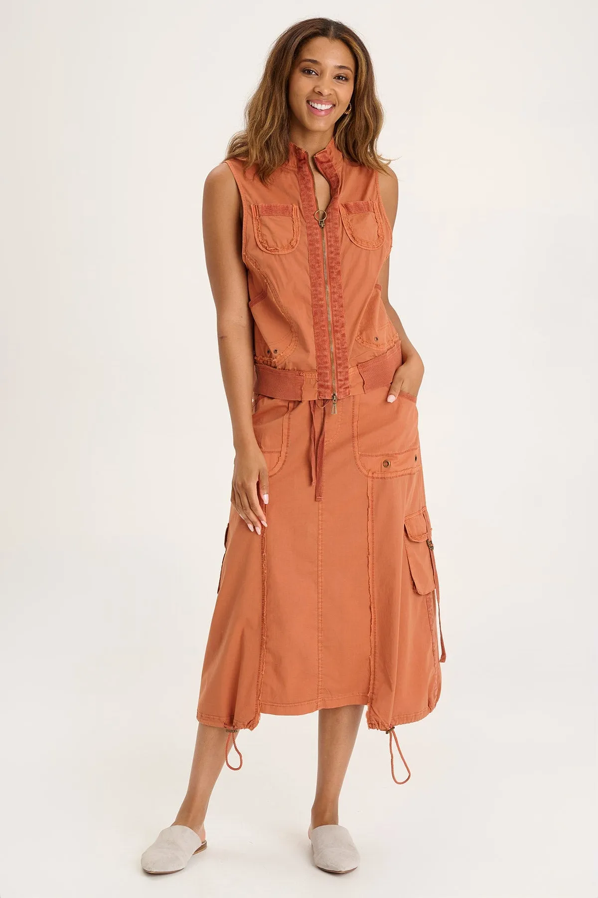 Street Edge Carnival Look Castalina Poplin Cargo Midi Skirt