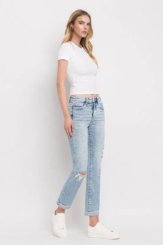 Lovervet Tummy Control Blue Bliss Distressed Slim Straight HypoallergenicTextile