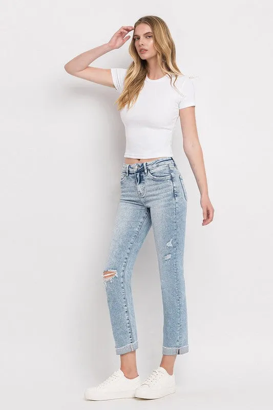 Lovervet Tummy Control Blue Bliss Distressed Slim Straight AntimicrobialTreatment Brunch Fit