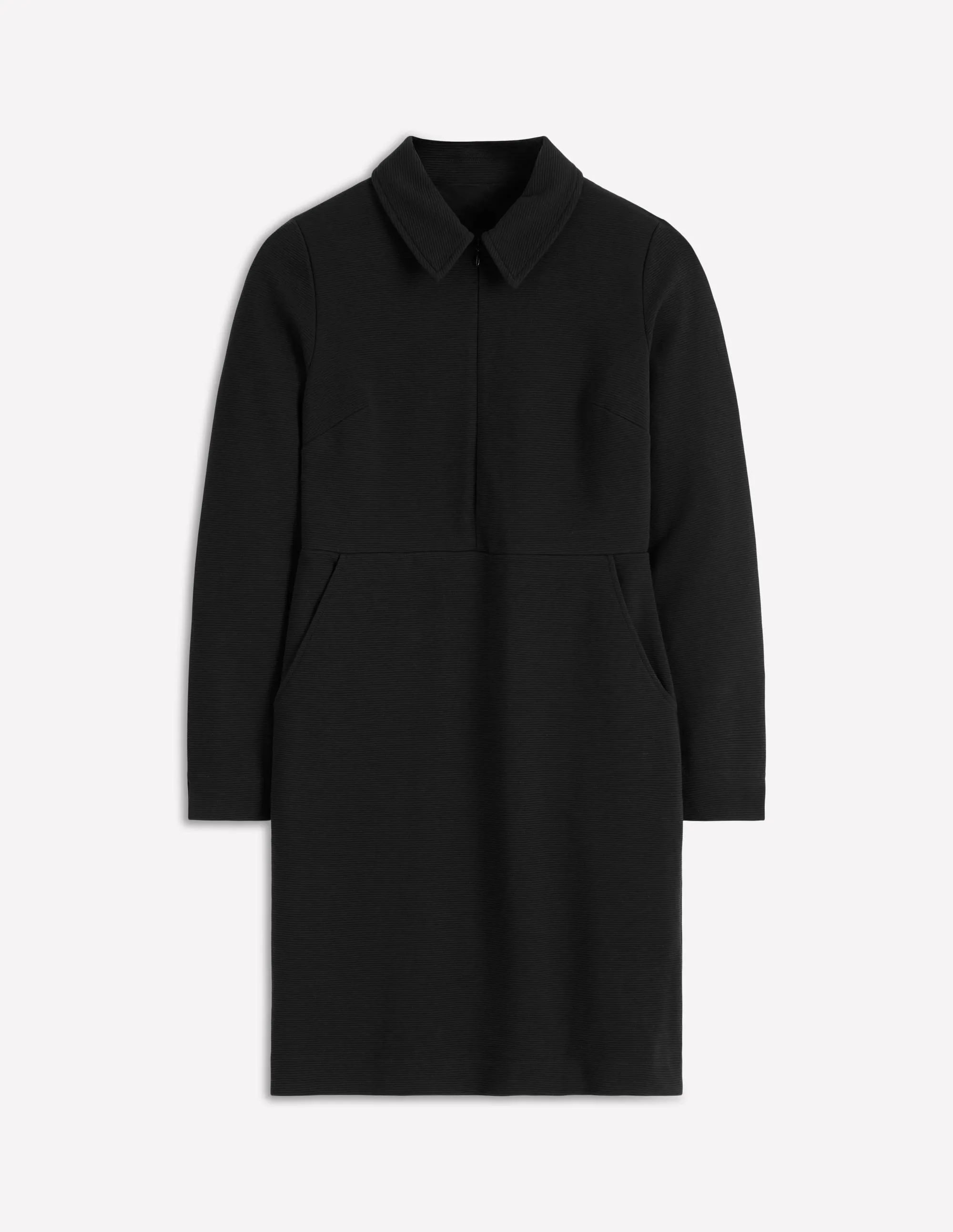 Cam Zip-up Ottoman Dress-Black Sleek fit-and-flare style