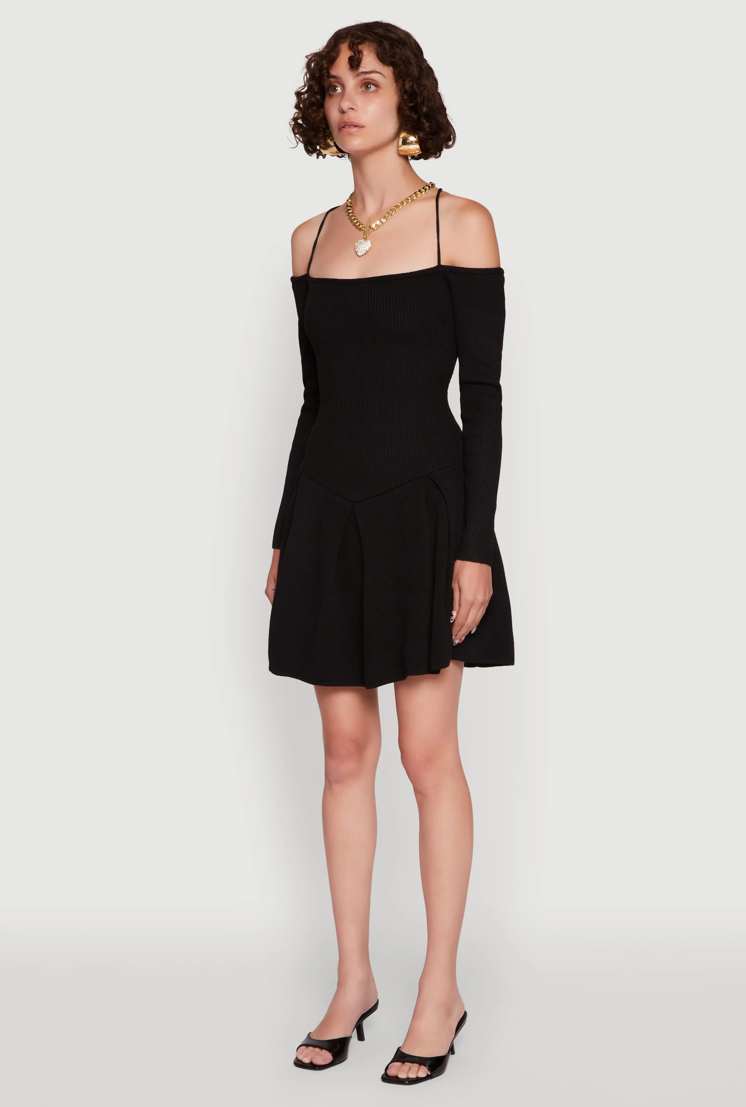 Night Glow Ribbed Knit Lace Up Back Sweater Dress