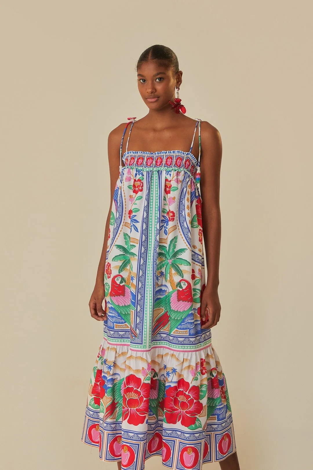 With its elegant lines this dress offers a sophisticated look that never goes out of fashion Clay Glow Off-White Flowers Beach Maxi Dress