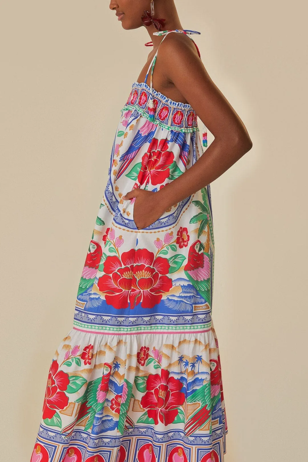 Off-White Flowers Beach Maxi Dress This dress is designed to provide both comfort and style making it the perfect choice for any occasion