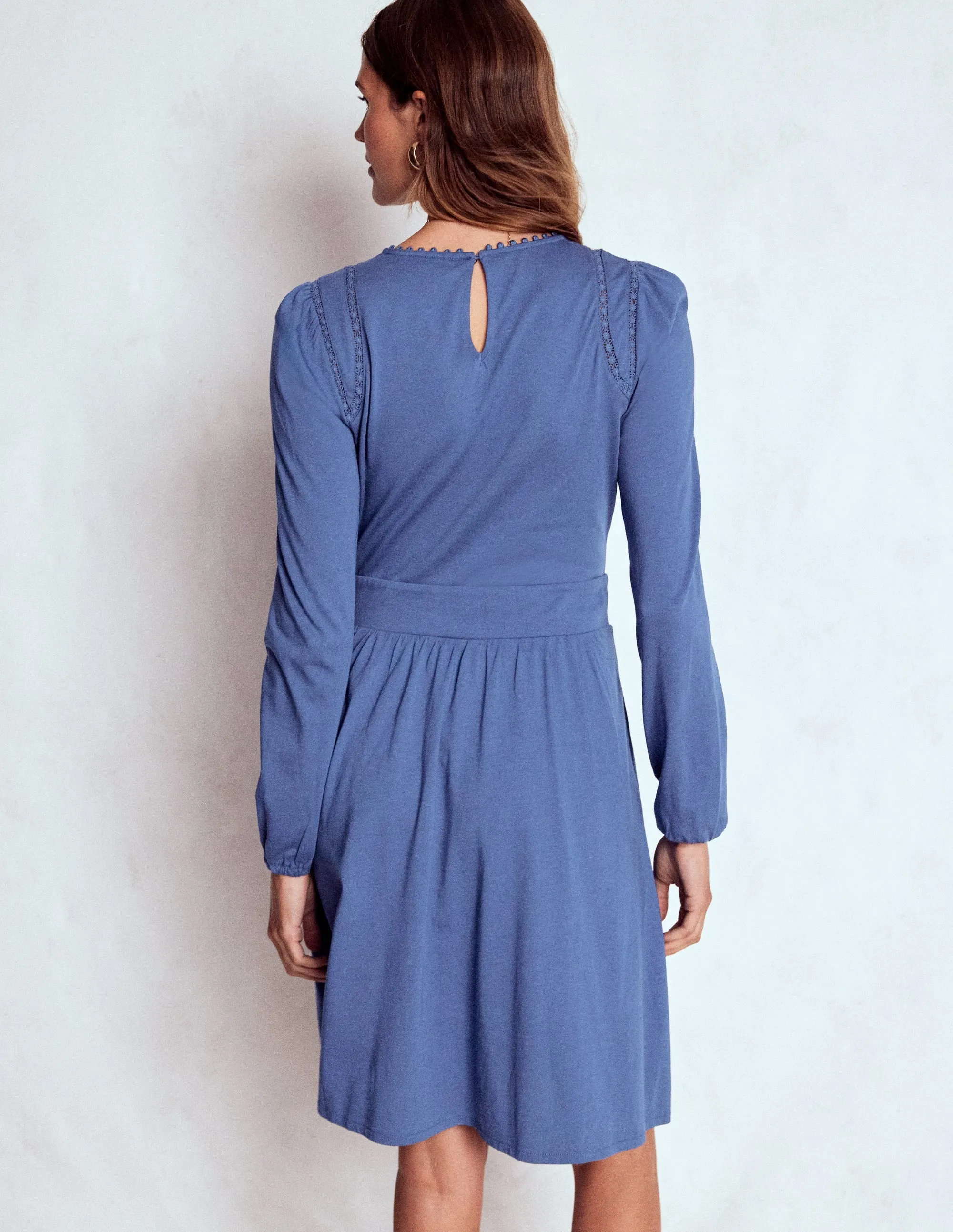 Mila Short Jersey Dress-Denim Blue Vibrant Perfect For Summer