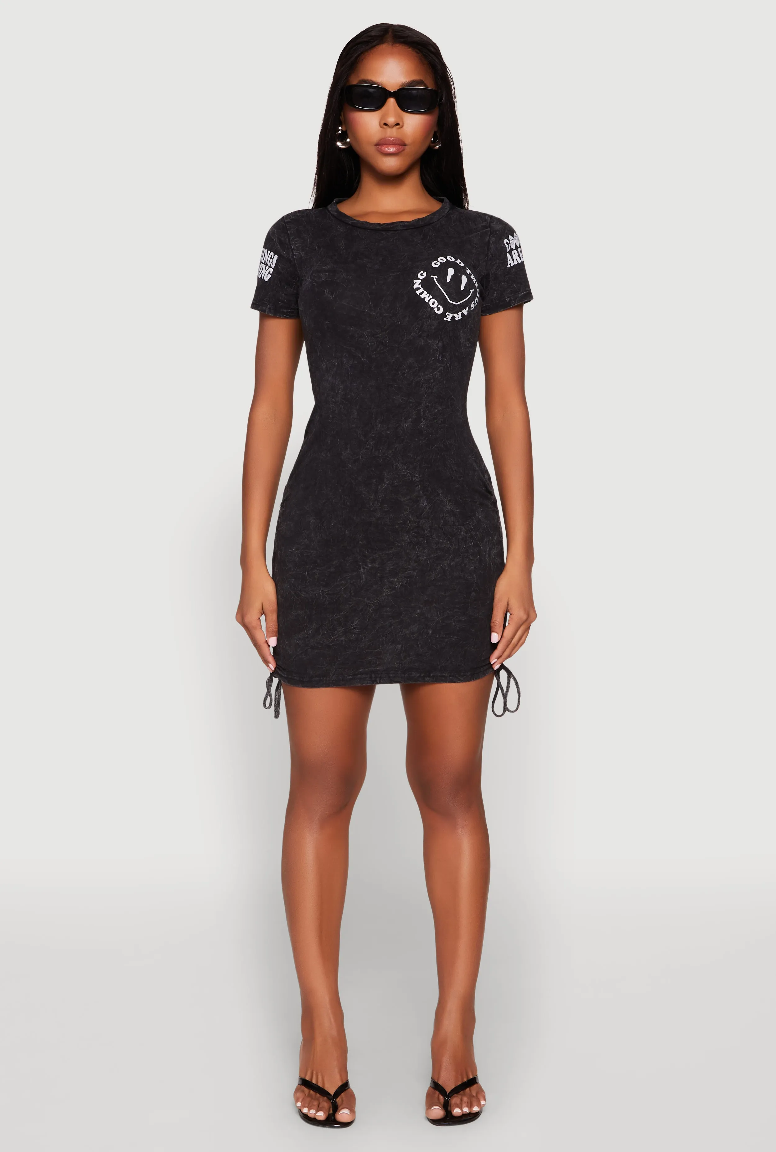 Mineral Wash Good Things Are Coming T Shirt Dress Vibrant Colors