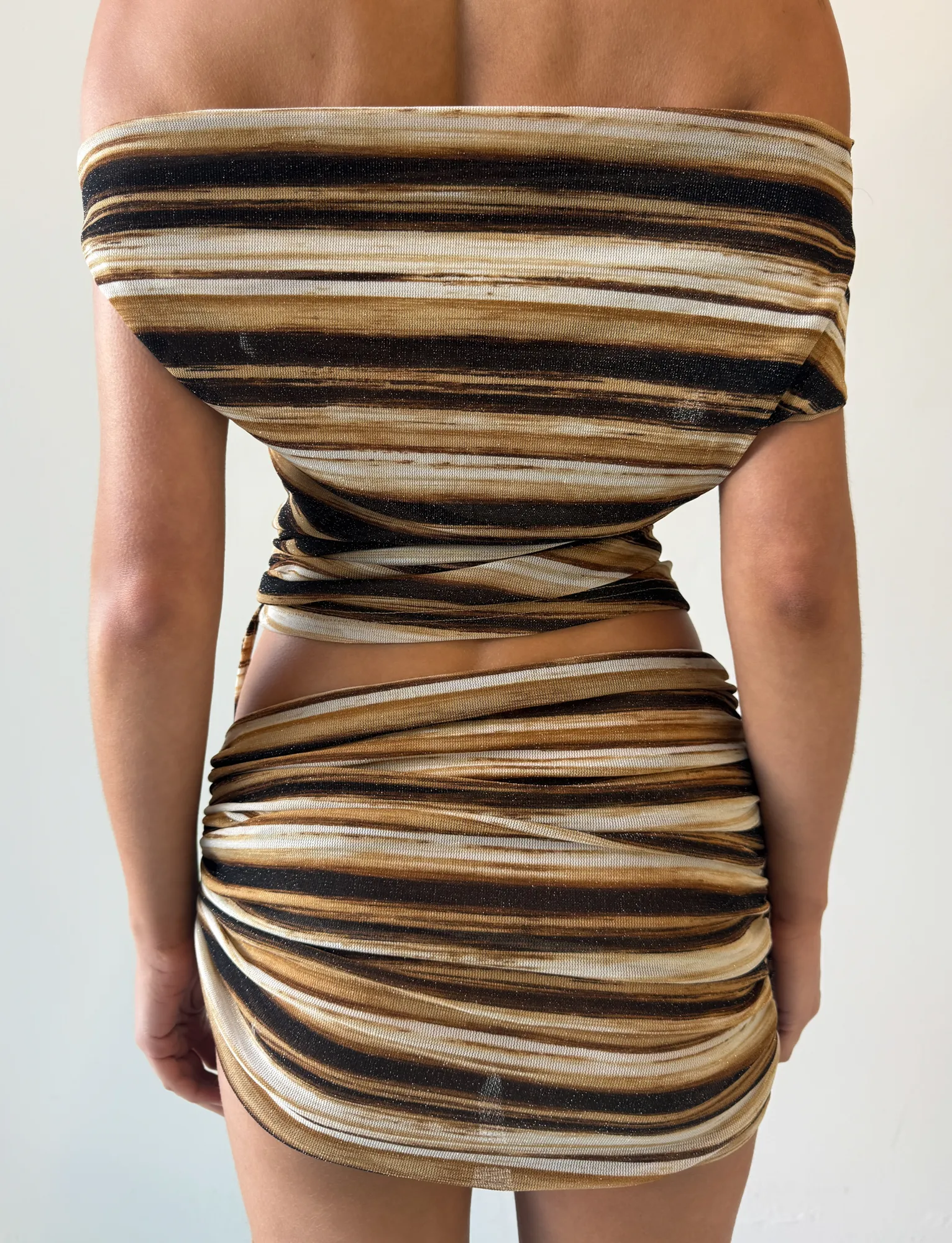 light feel BRAELYN MINI SKIRT  - BROWN STRIPE