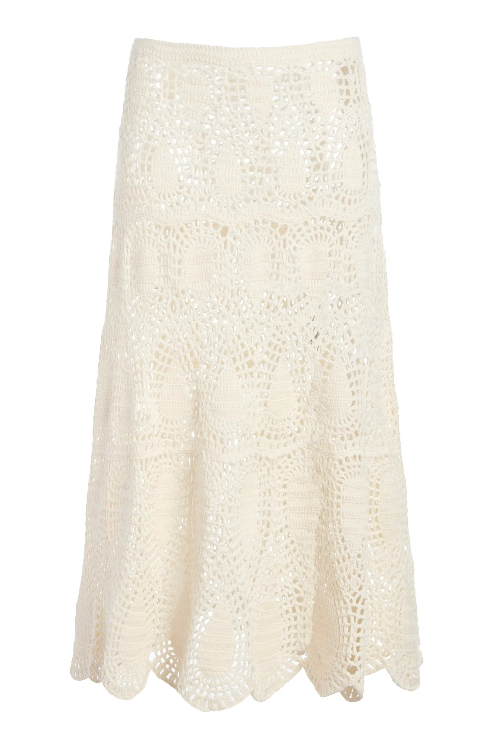 Hygienic Coating Minimalist fashion Cleo Crochet Maxi Skirt in Ivory Wool Cashmere