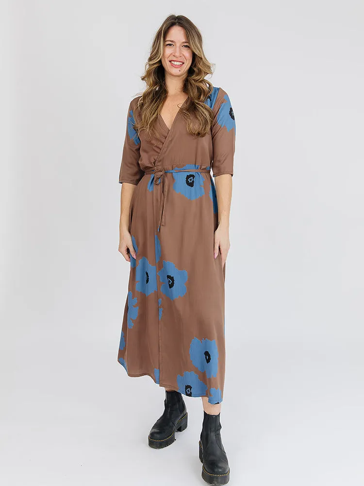 QuickDryDesign Aditi Wrap Dress - Dark Oak