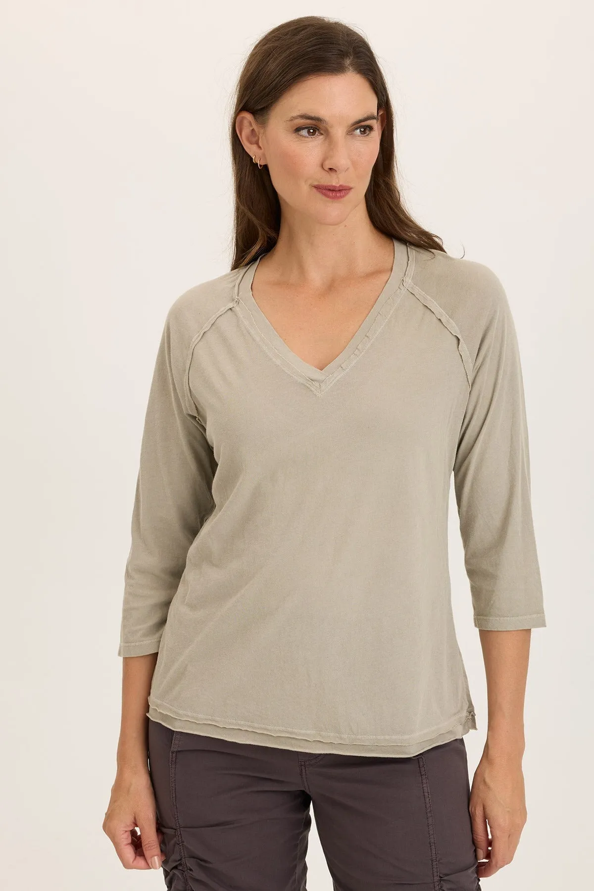 Maven Jersey 3/4-Sleeve V-Neck Tee Spring Glow