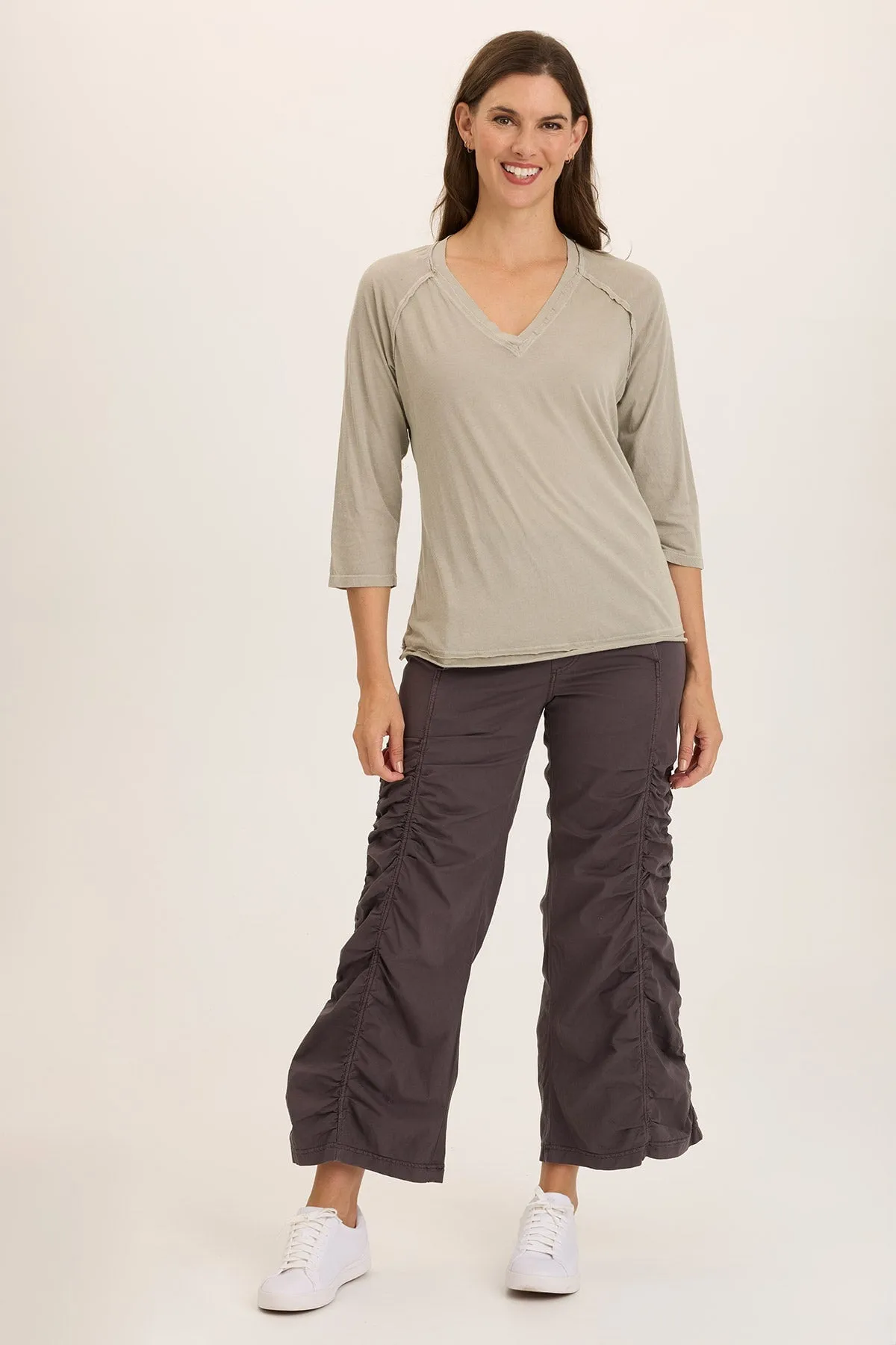 Maven Jersey 3/4-Sleeve V-Neck Tee FadeResistantDye Spanish Glow