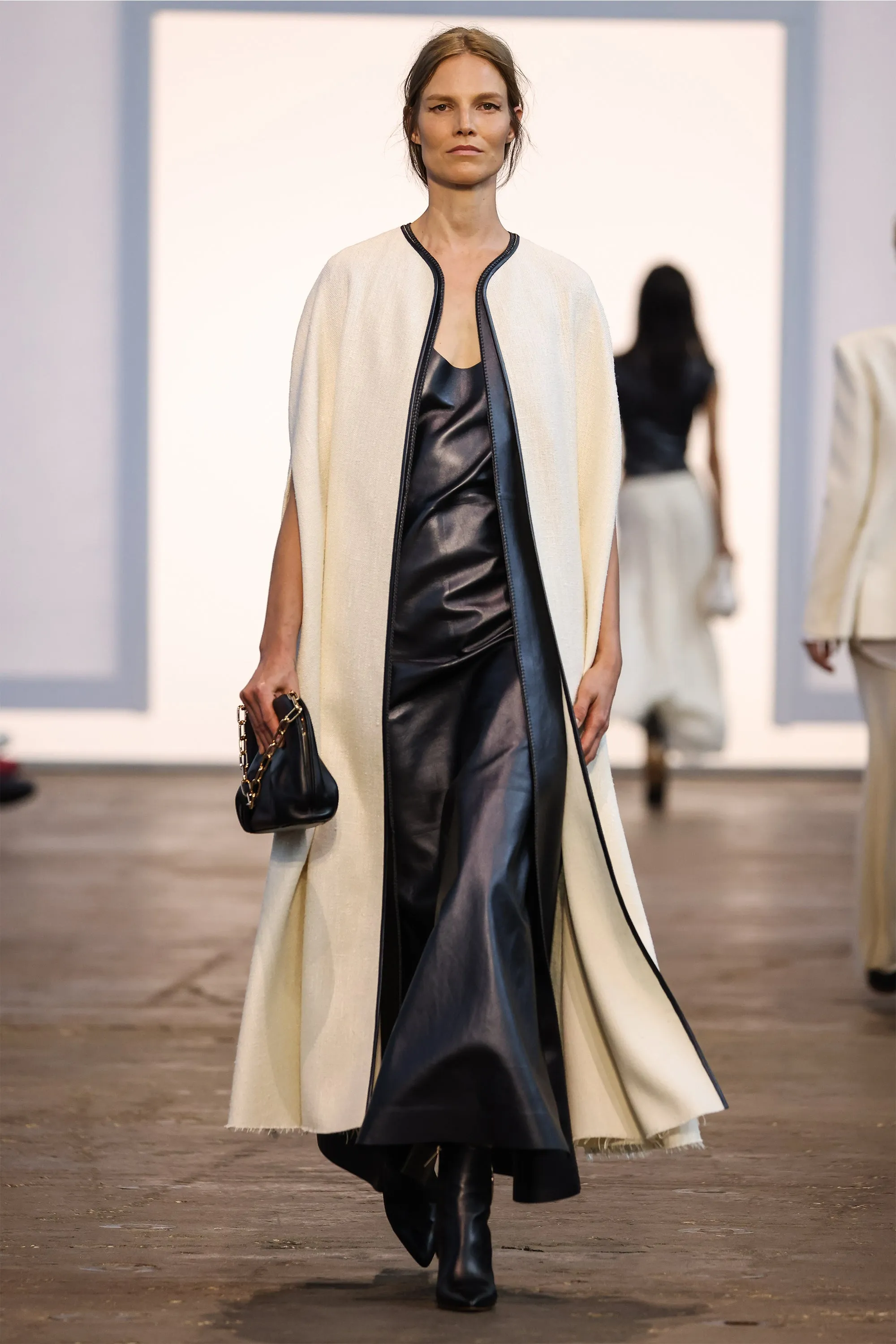 Ellson Maxi Dress in Black Metallic Nappa Leather ElasticFree