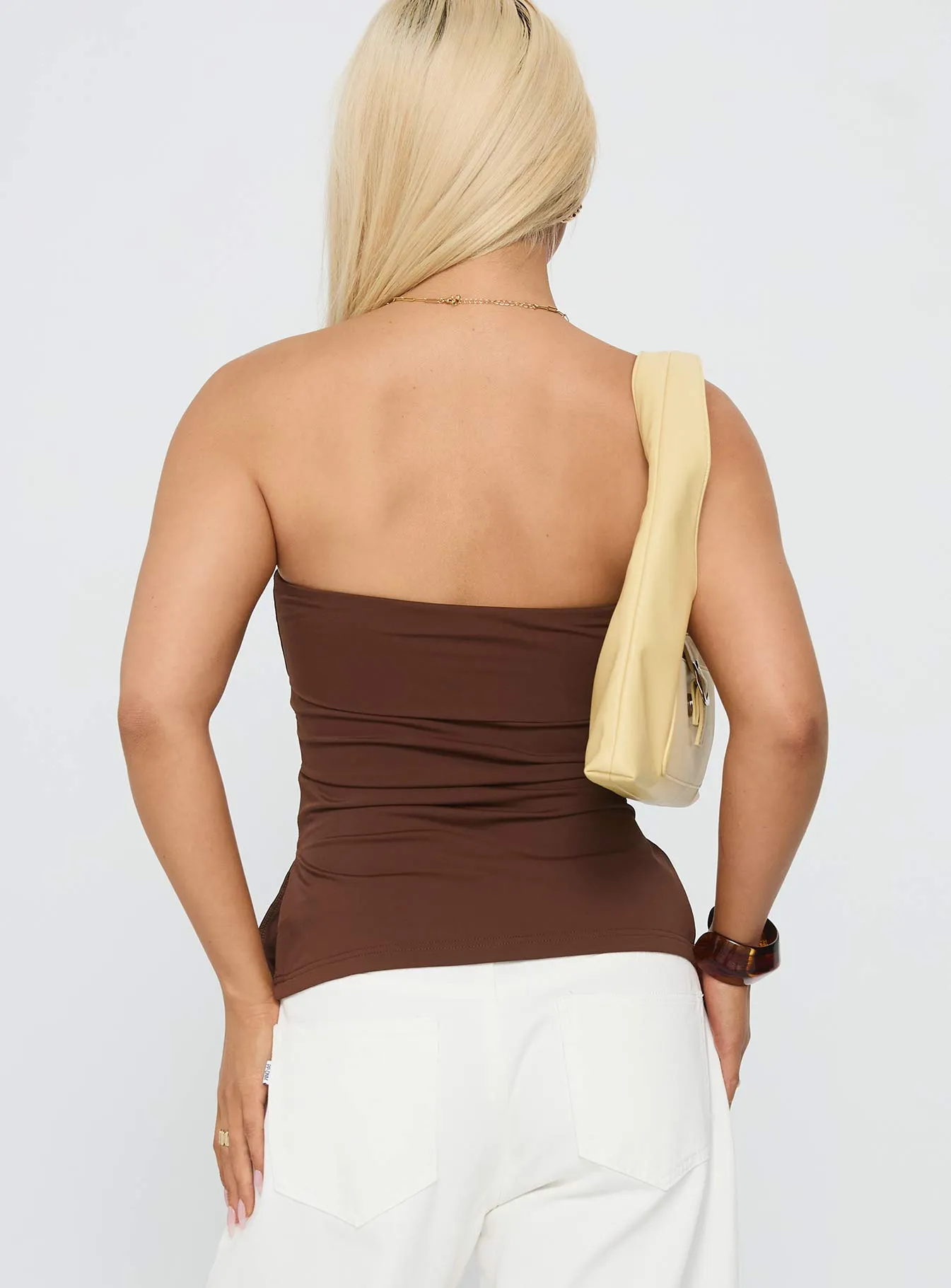 Strutter Strapless Top Chocolate Smooth Interior Lining