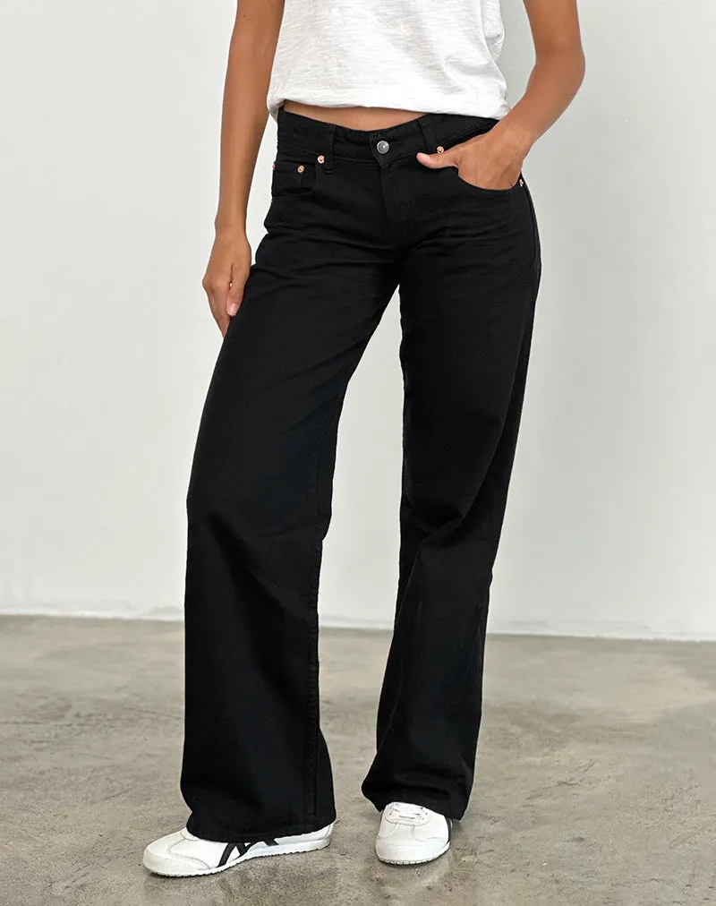Low Rise Parallel Jeans in Rinse Black Antibacterial Finish HiddenZipperClosure
