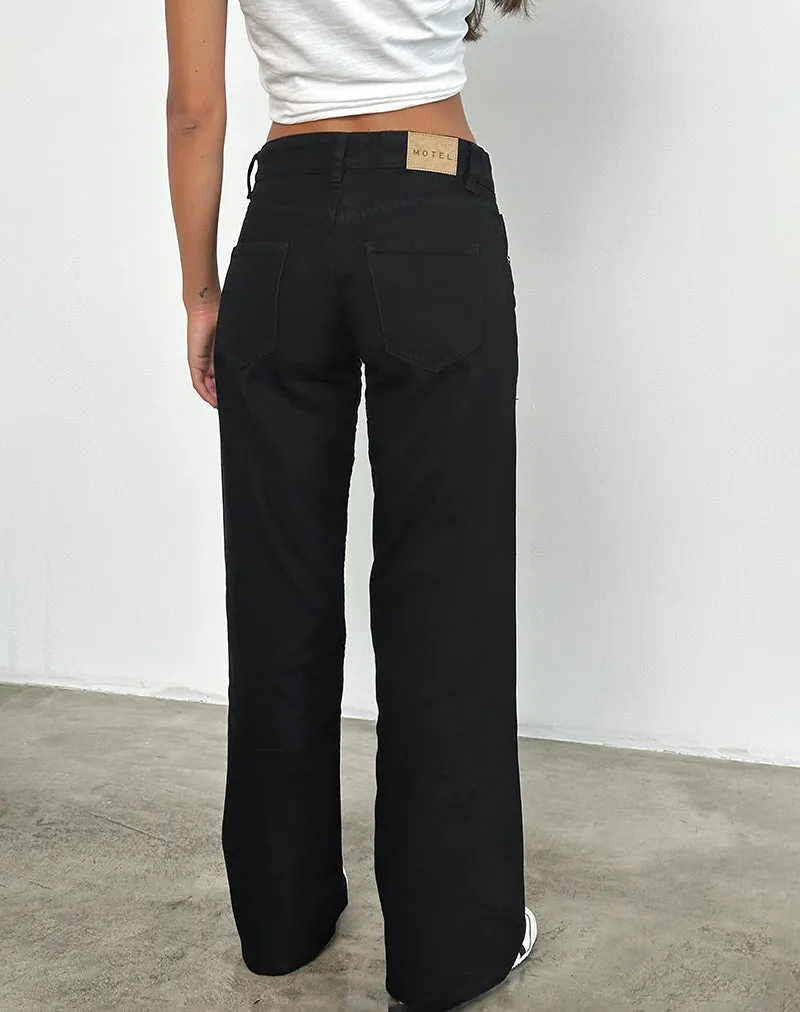 Open Glow Low Rise Parallel Jeans in Rinse Black