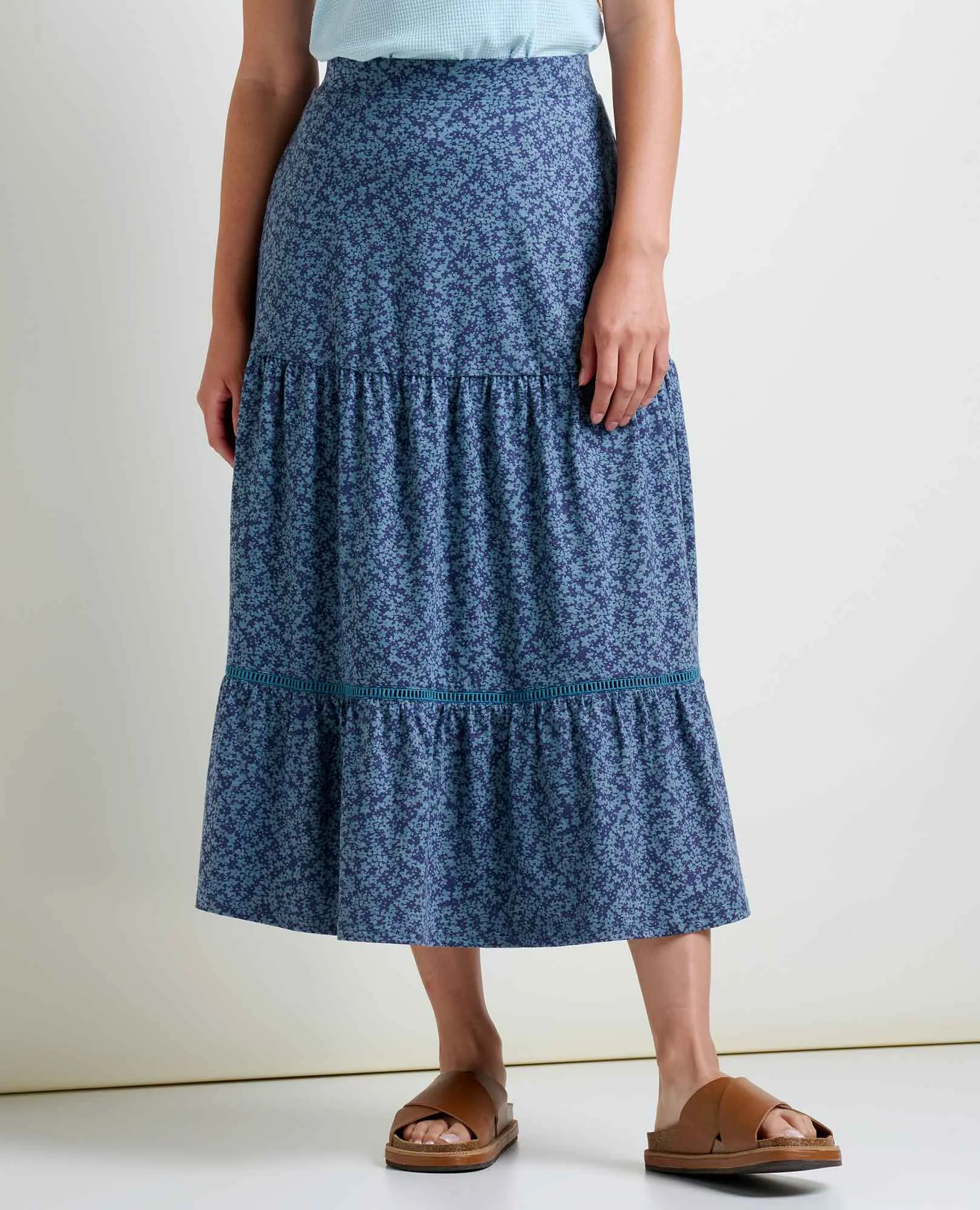 Marigold Tiered Midi Skirt WaterRepellentFinish FormFitting Cut