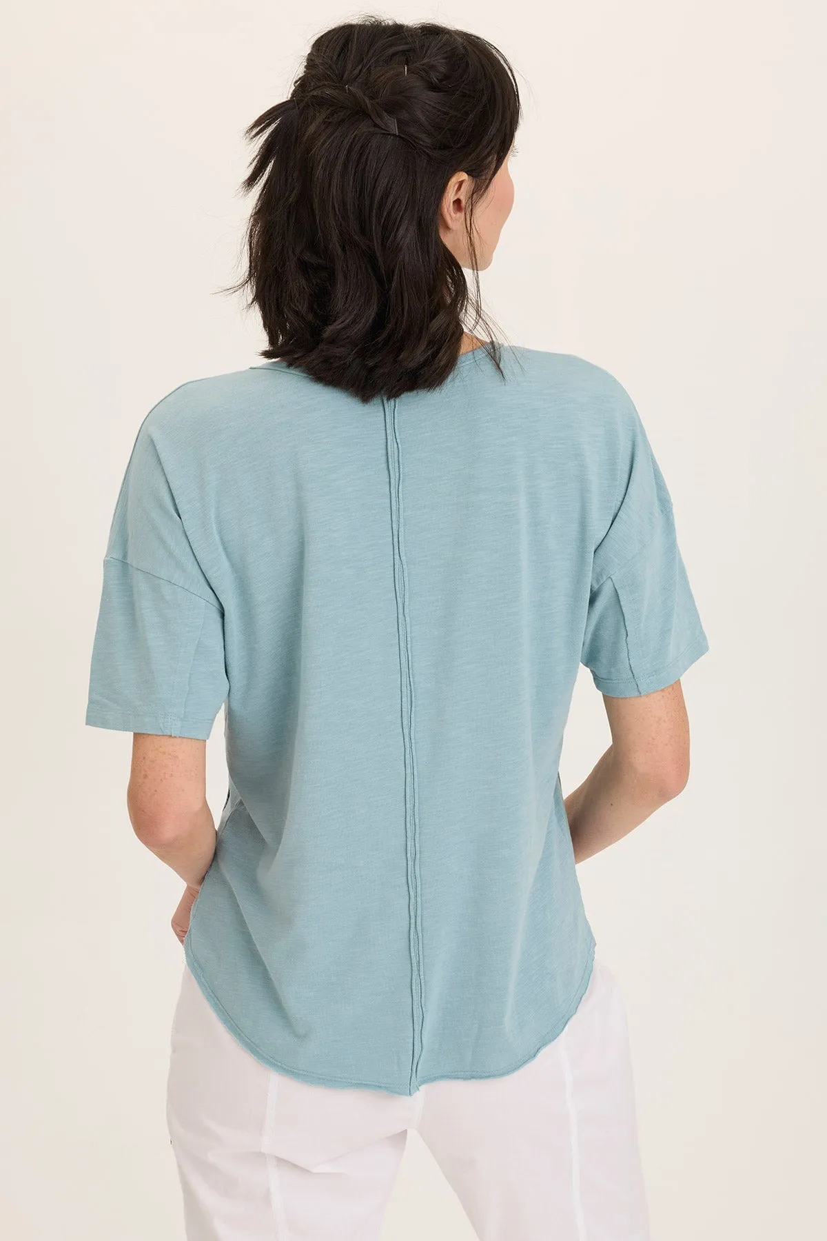 Duvall Soft Jersey Oversize Tee LayeredNeckline NonSlipGrip