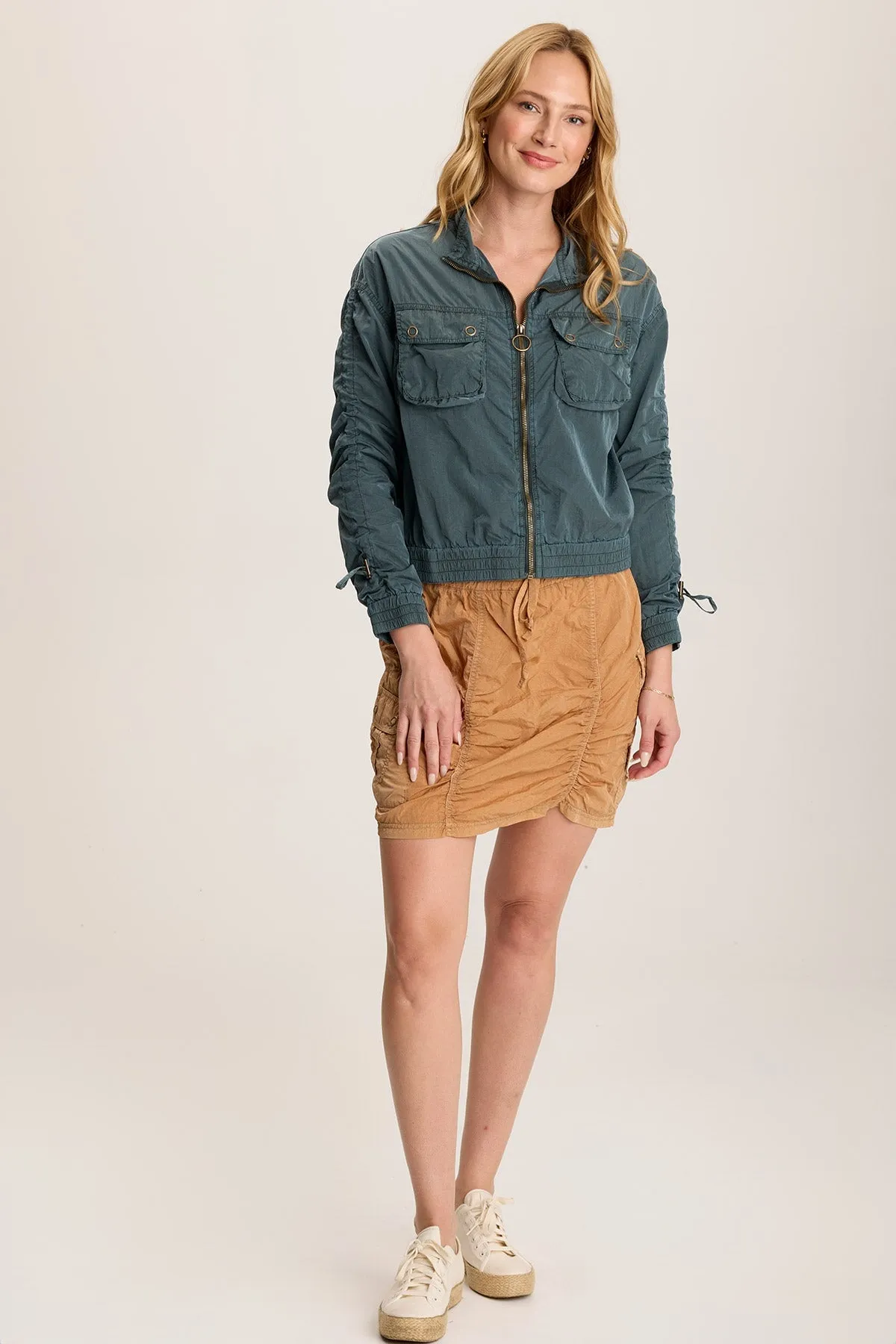 Marley Ruched Sporty Cargo Mini Skirt Vision Glow