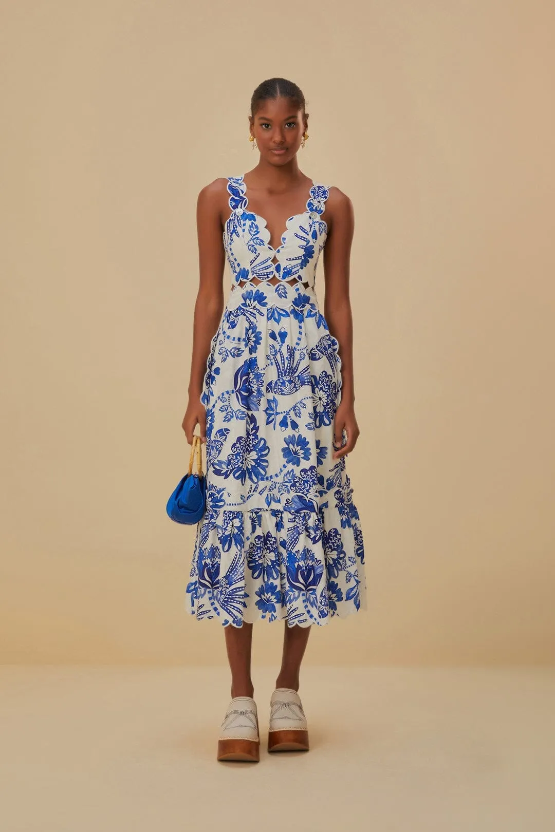 Off-White Flowerful Birds Lenzing? Ecovero? Euroflax? Midi Dress Korean Vibe Boho Soul