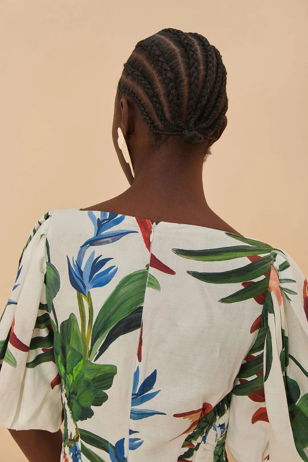 Candle Glow Off-White Midnight Macaw Fiesta Midi Dress