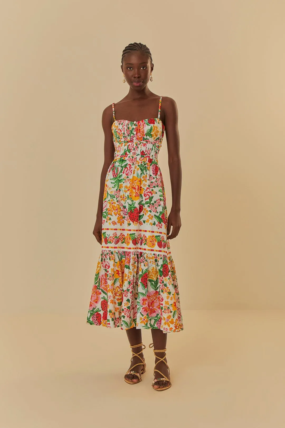 Travel Ready Fashion Essential White Floral Sketch Midi Dress