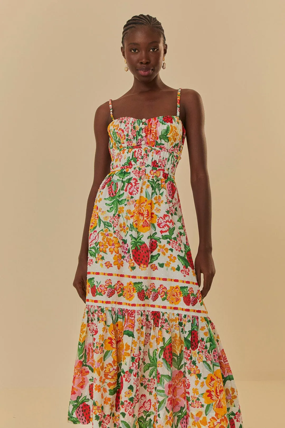 White Floral Sketch Midi Dress Date night Classic Woman