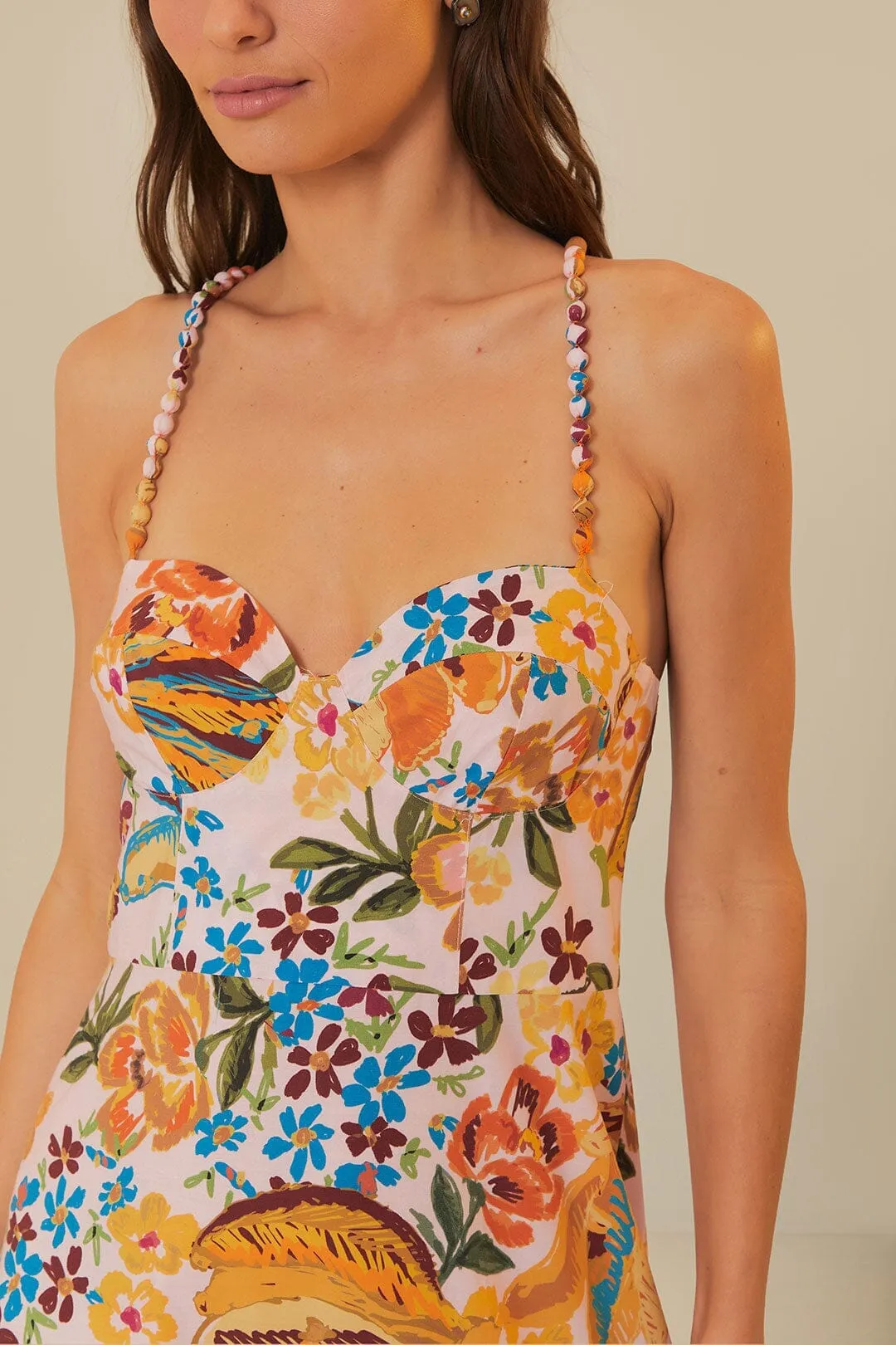Pink Spring Bananas Midi Dress Comfort Fit