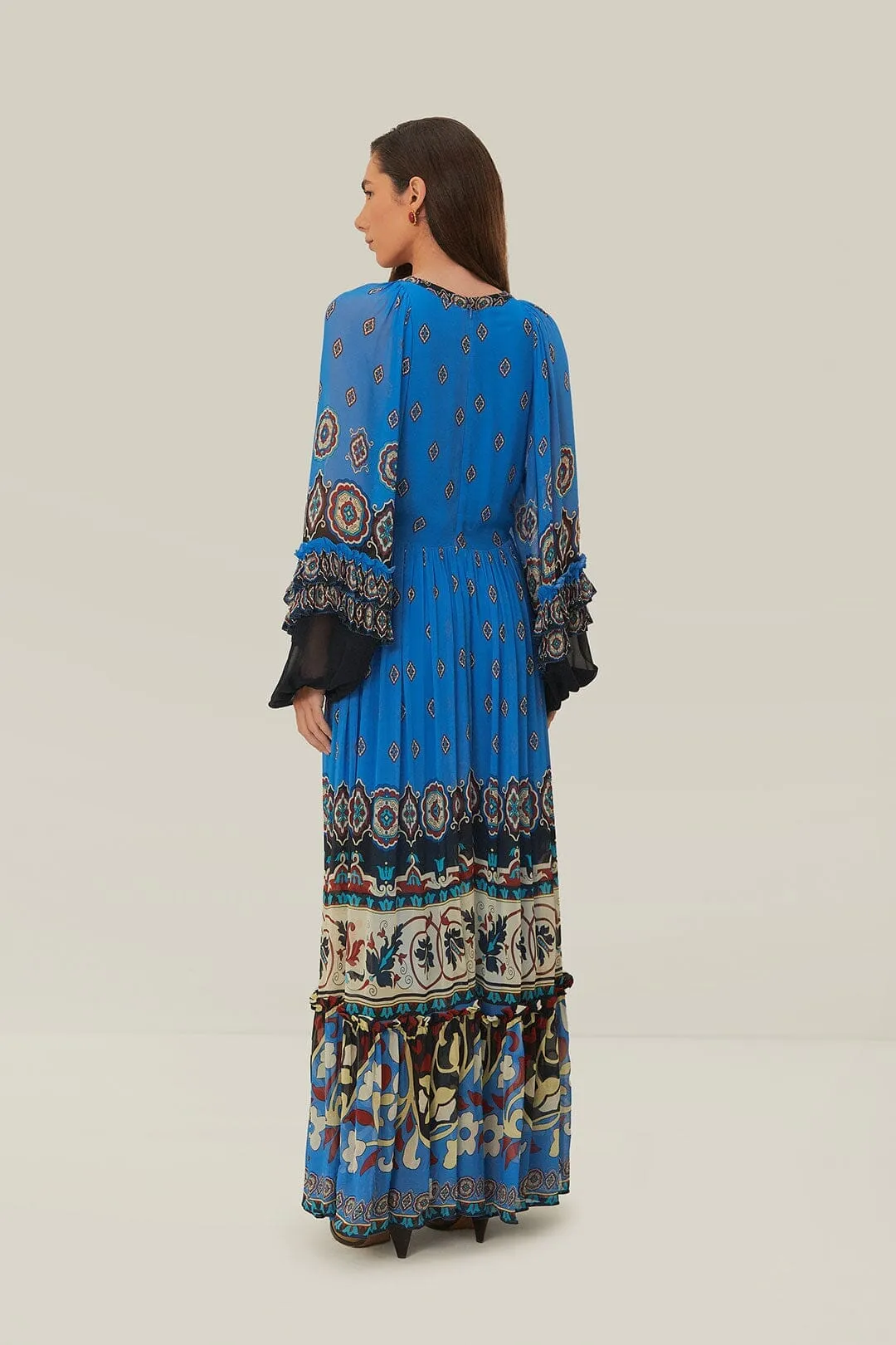Blue Ainika Tiles Maxi Dress Love Mood Calm Air