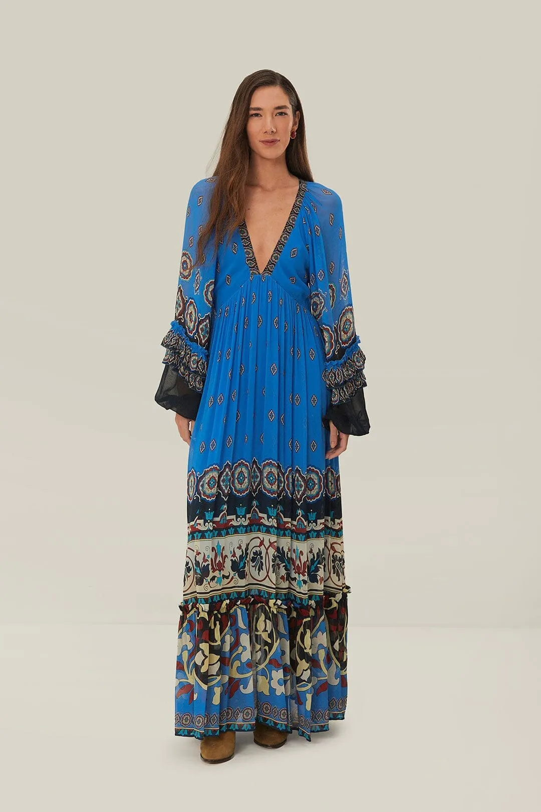 Blue Ainika Tiles Maxi Dress Topaz Shine