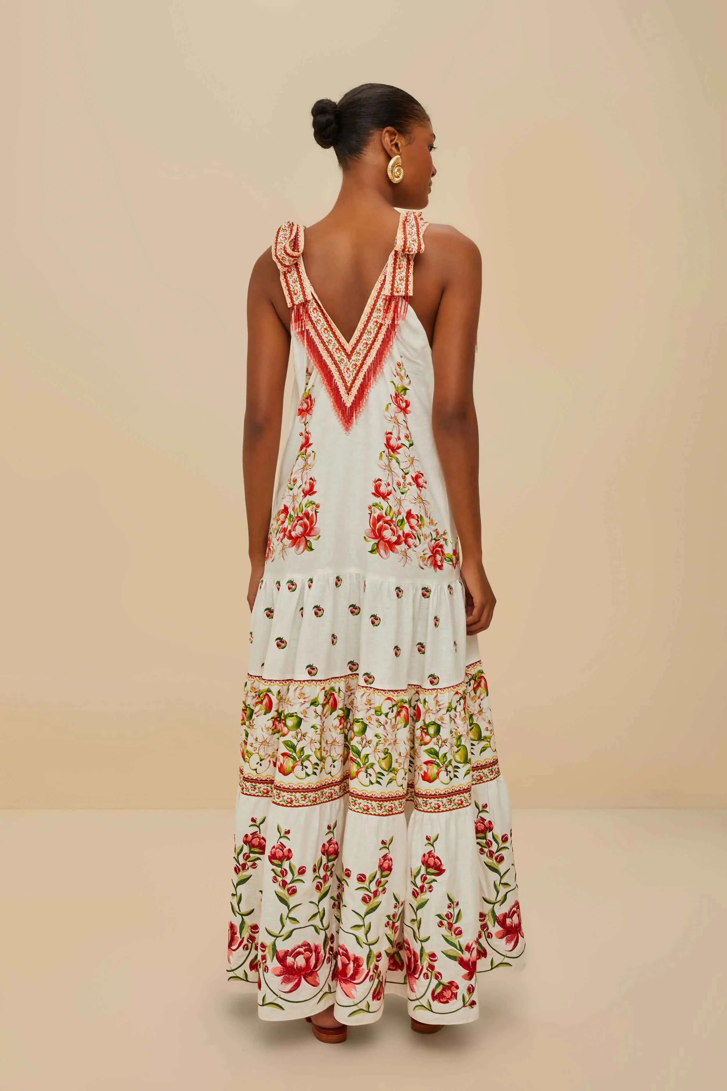 Boho Soul Off-White Apple Romance Embroidered LENZING? ECOVERO? Euroflax? Maxi Dress