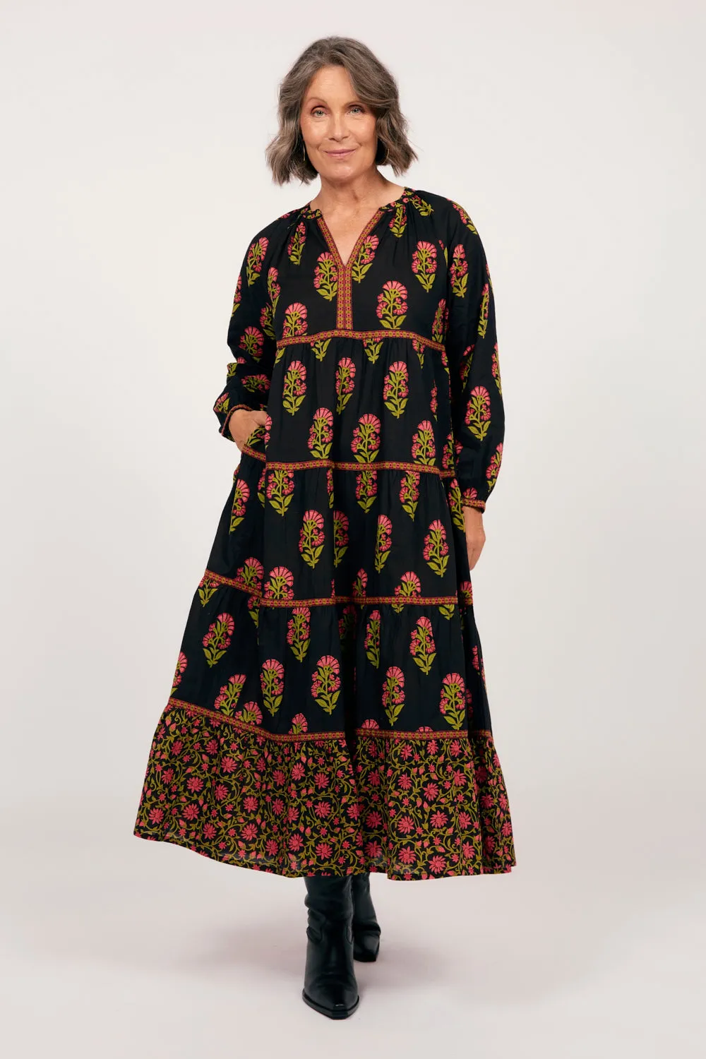 Savannah Maxi Dress in Kashmir Maxi dress with belt Boardwalk Mood